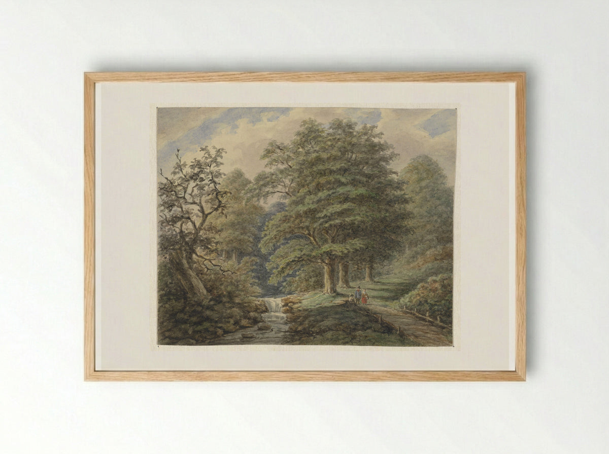 Boslandschap met watervalletje - Matthijs Maris - Framed Print Wood