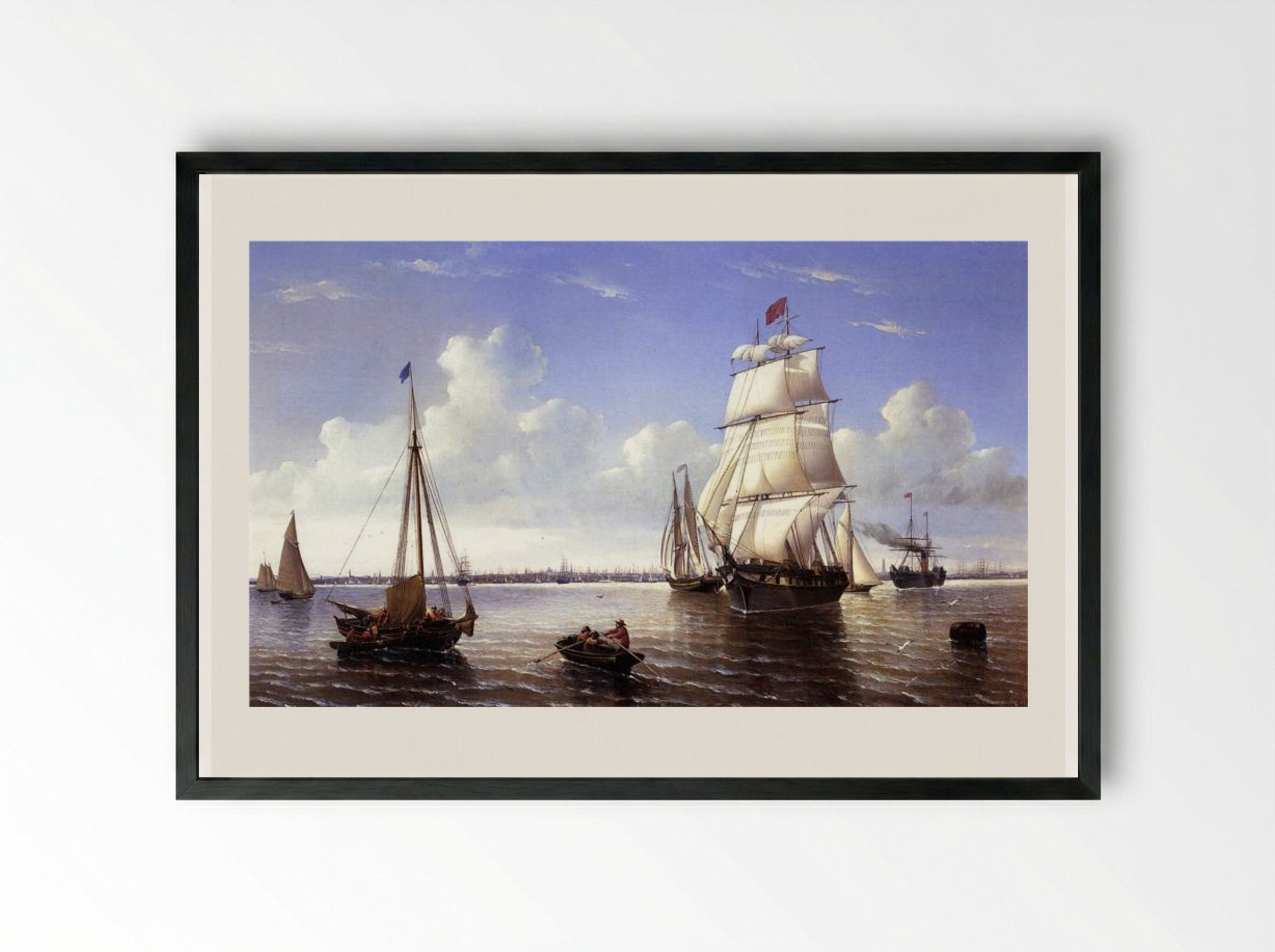Boston Harbor - William Bradford - Framed Print Black