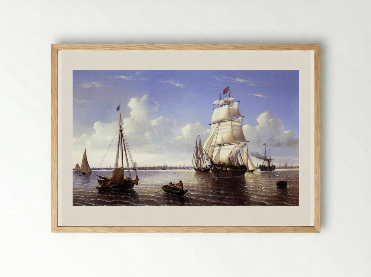 Boston Harbor - William Bradford - Framed Print Wood