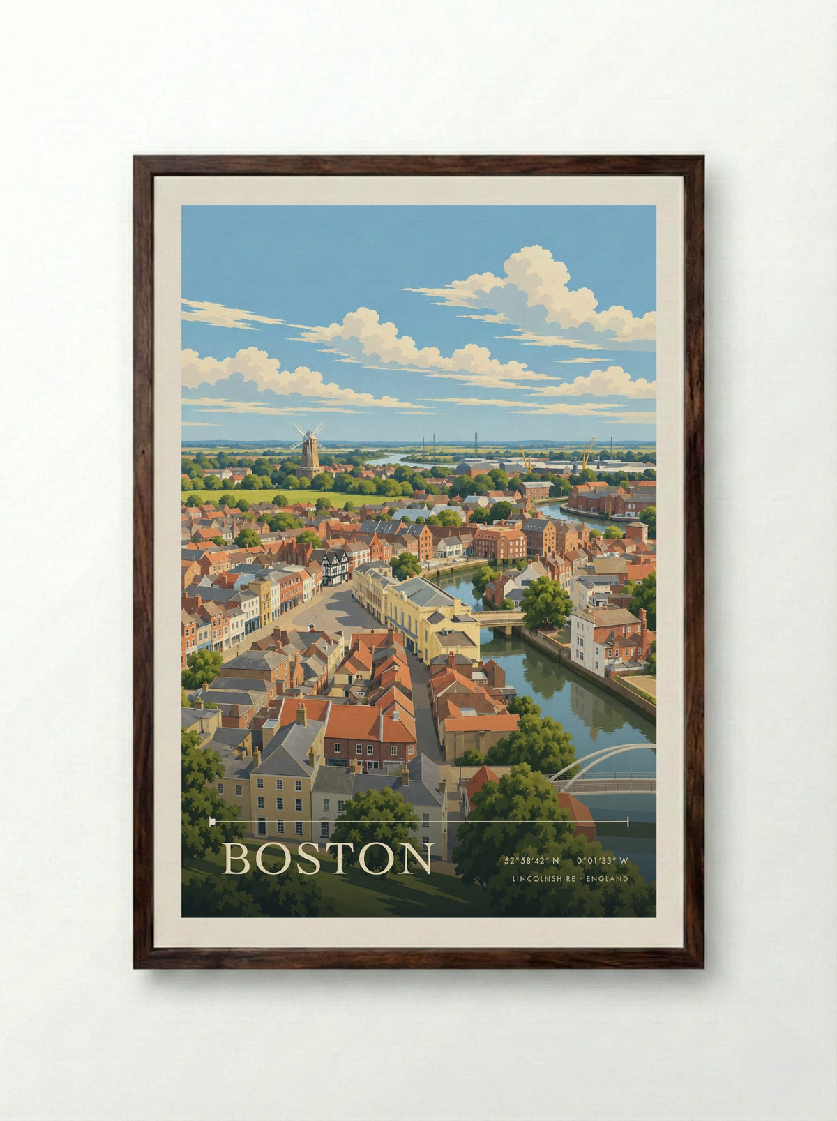 Boston, Lincolnshire | Travel Poster - Framed Print Dark Wood