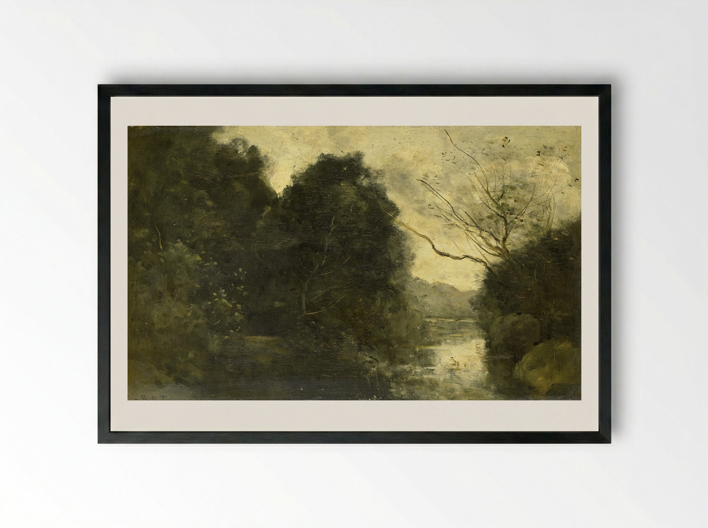 Bosvijver (Forest Pond) - Camille Corot - Framed Print Black