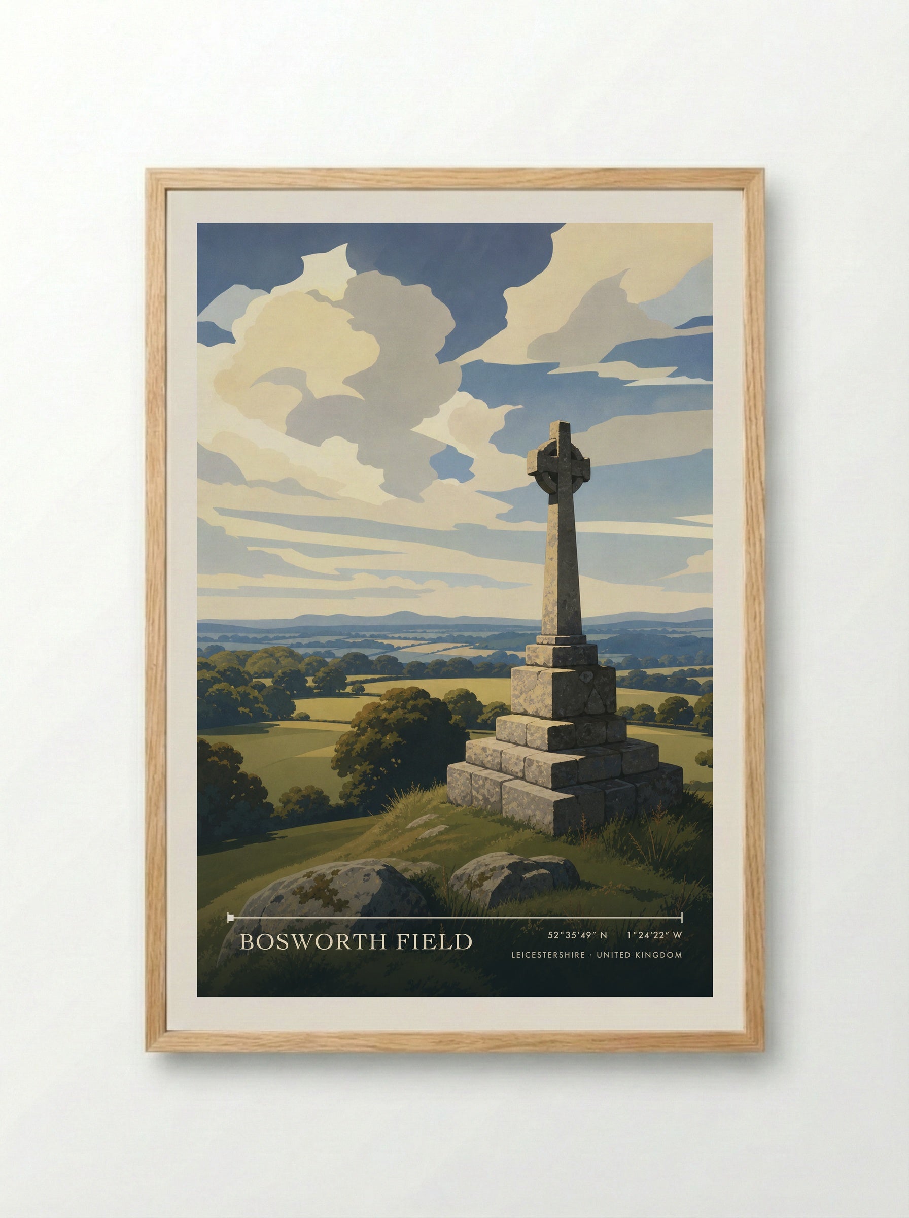 Bosworth Field Leicestershire United Kingdom Travel Poster - Framed Print Wood