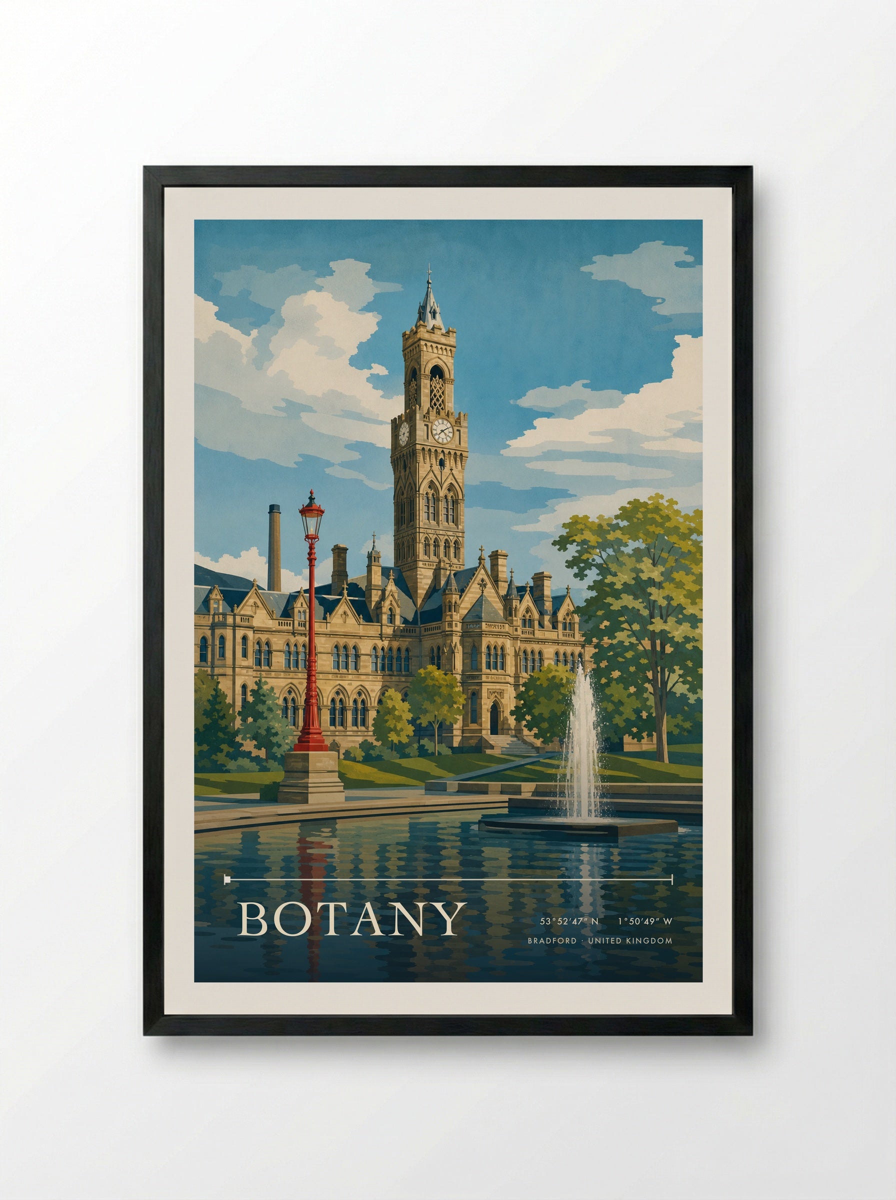 Botany Bradford United Kingdom Travel Poster - Framed Print Black