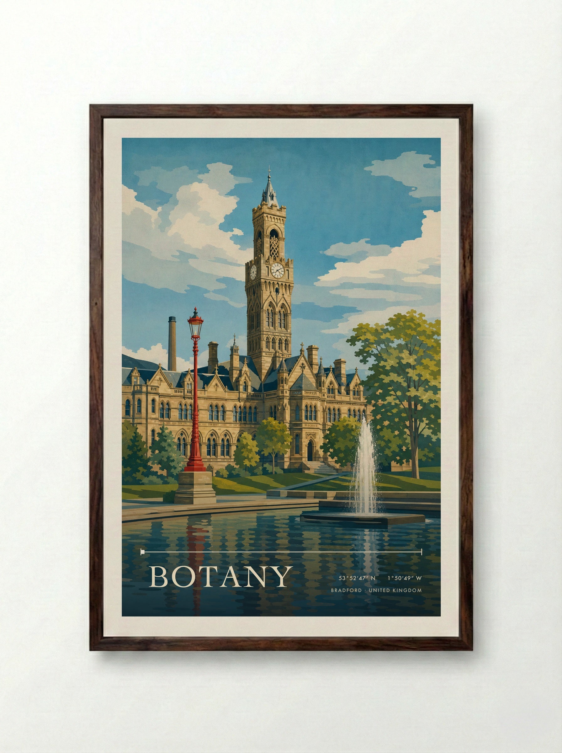 Botany Bradford United Kingdom Travel Poster - Framed Print Dark Wood