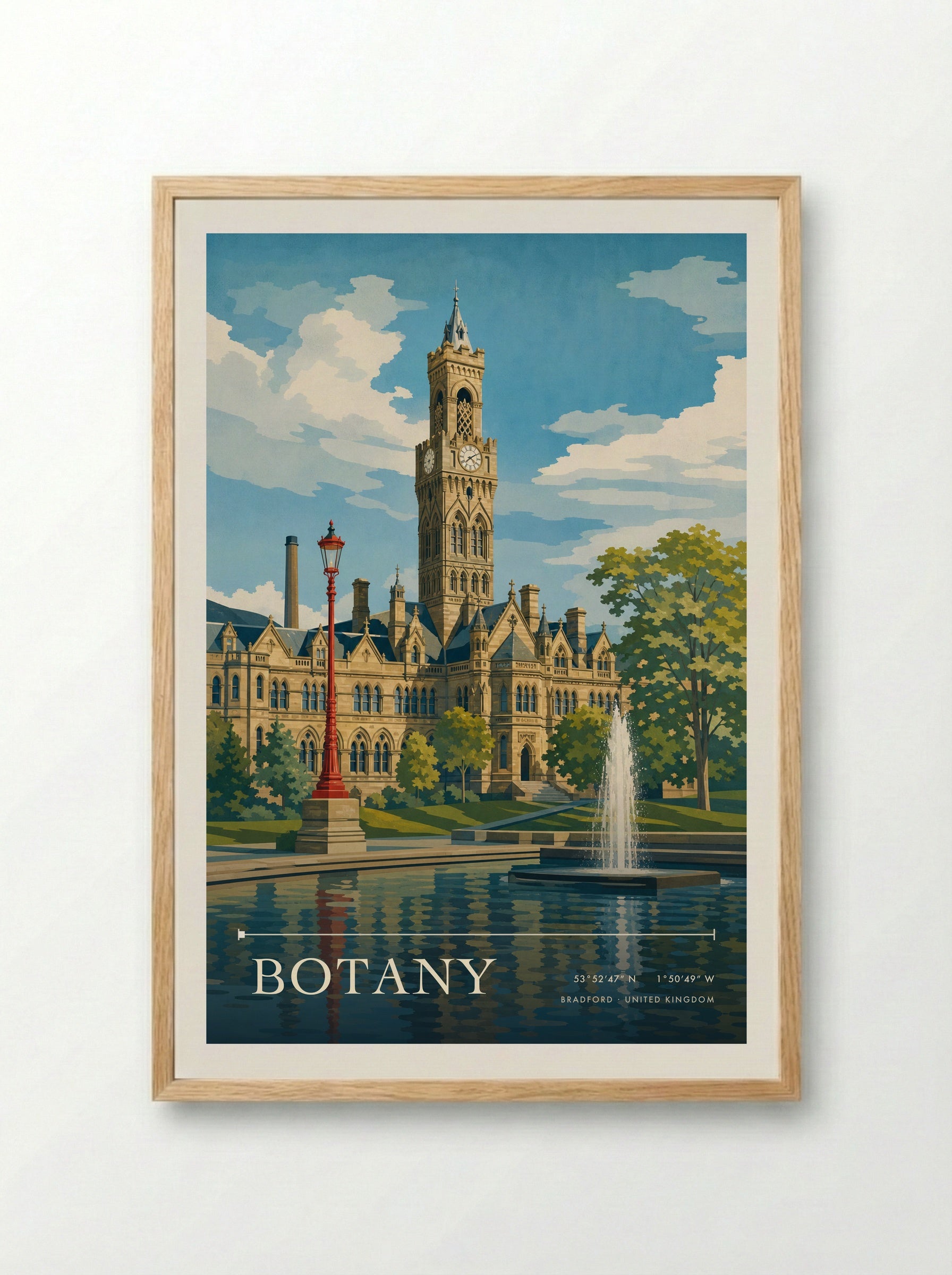 Botany Bradford United Kingdom Travel Poster - Framed Print Wood