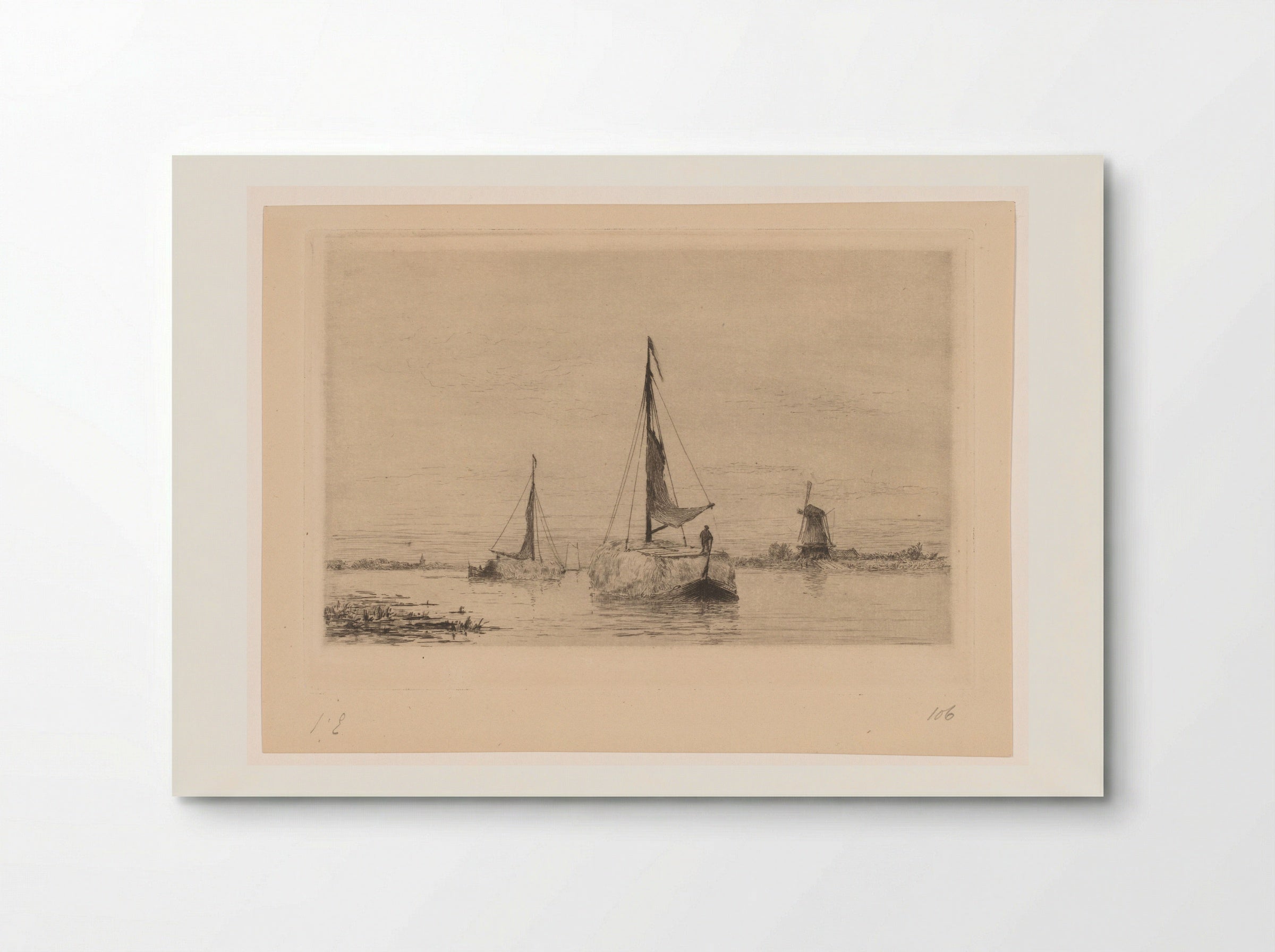 Boten met hooi op de Vecht bij Weesp - Carel Nicolaas Storm van 's-Gravesande - Poster
