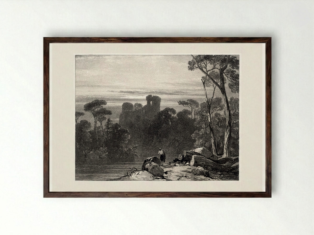 Bothwell Castle - Richard Parkes Bonington - Framed Print Dark Wood