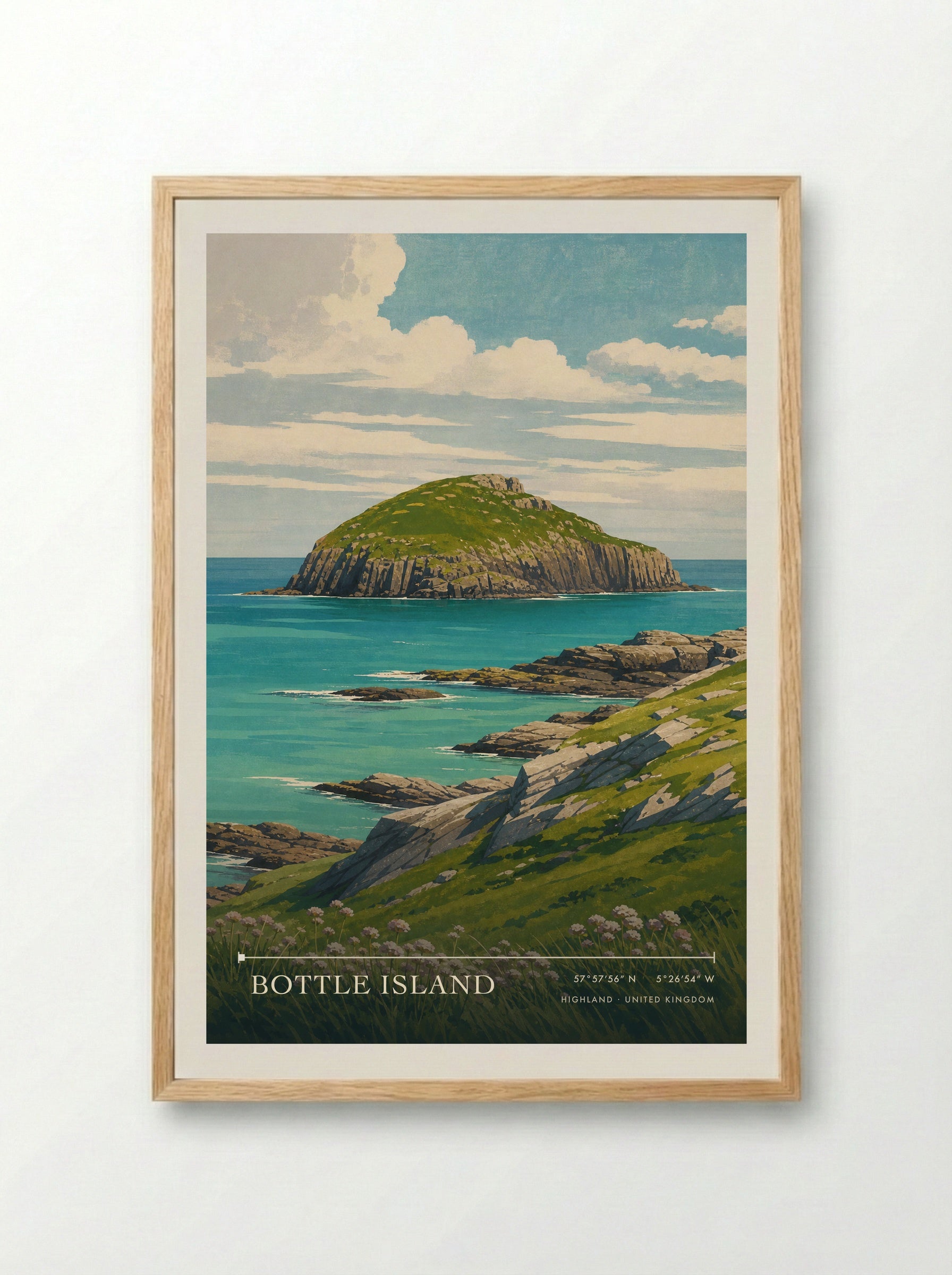 Bottle Island Highland United Kingdom Travel Poster - Framed Print Wood