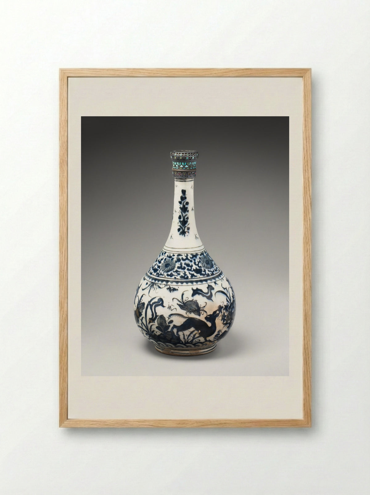 Bottle with Deer in Landscape - Unknown Artist - Framed Print Wood