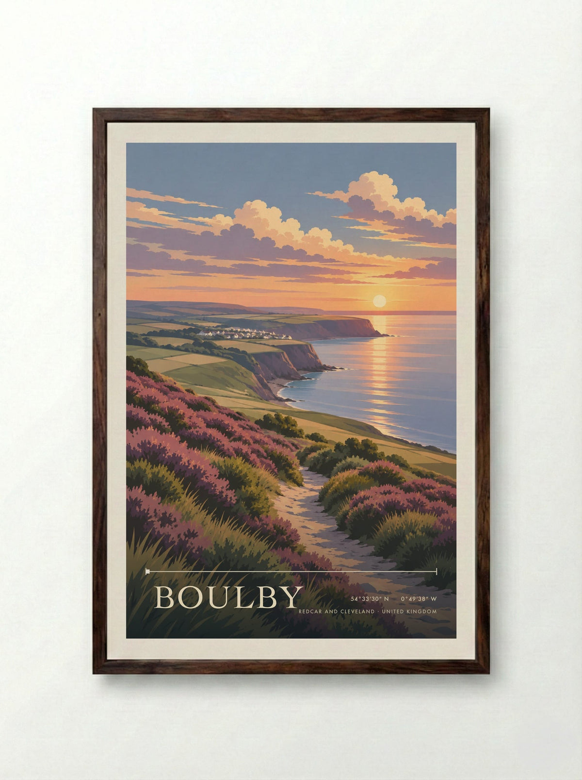Boulby, Redcar and Cleveland | Travel Poster - Framed Print Dark Wood