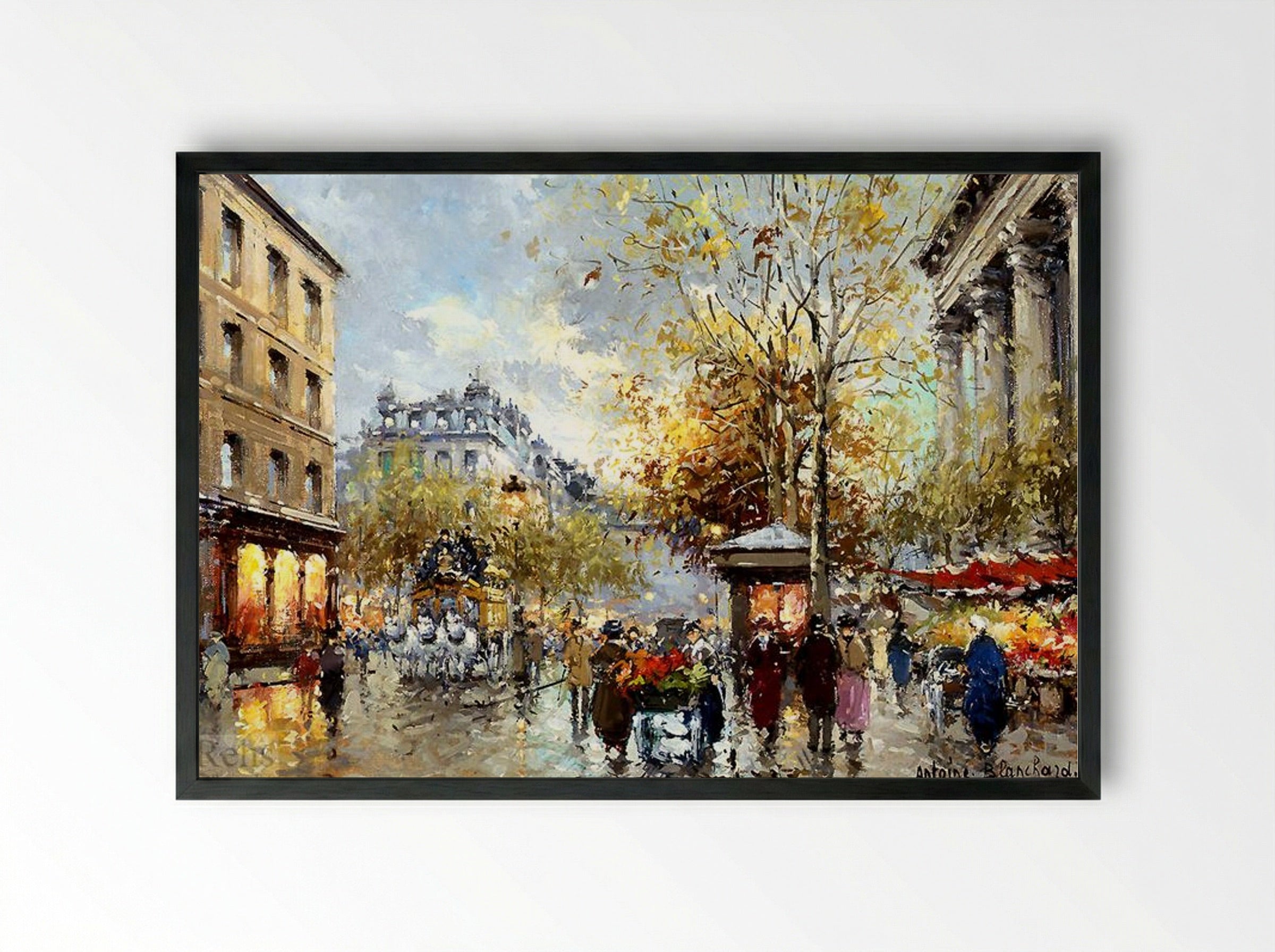 Boulevard des Capucines et Madeleine - Antoine Blanchard - Framed Print Black