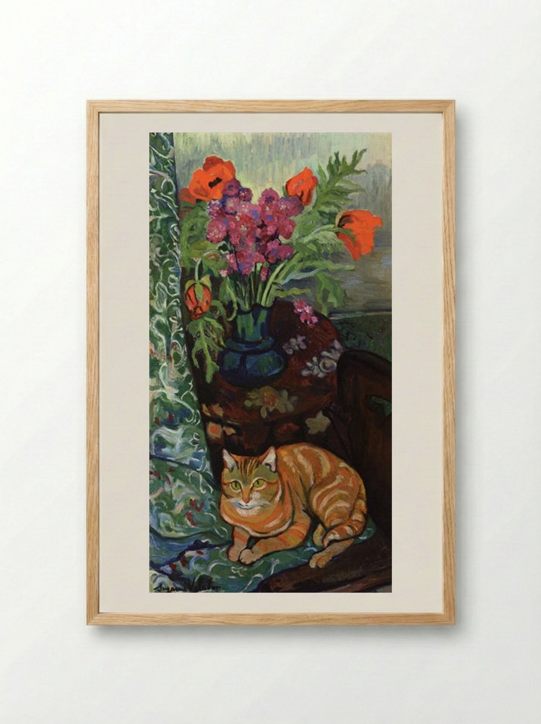 Bouquet and a Cat - Suzanne Valadon - Framed Print Wood