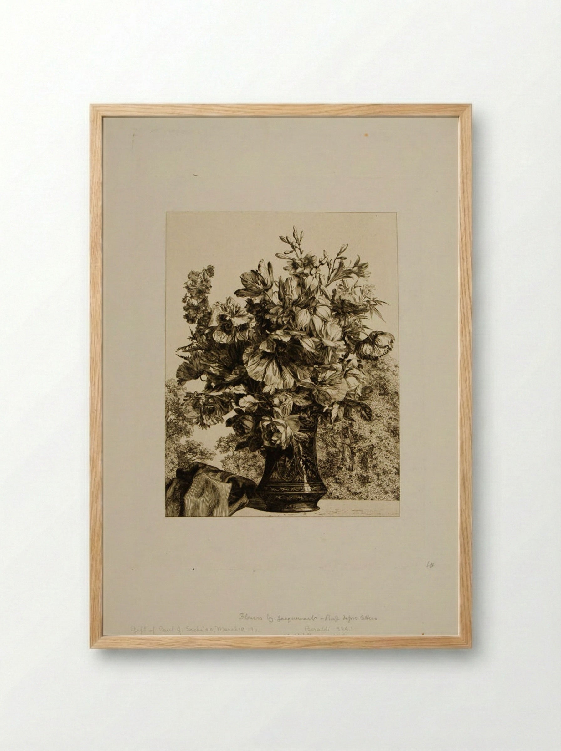 Bouquet in a Vase - Jules Ferdinand Jacquemart - Framed Print Wood