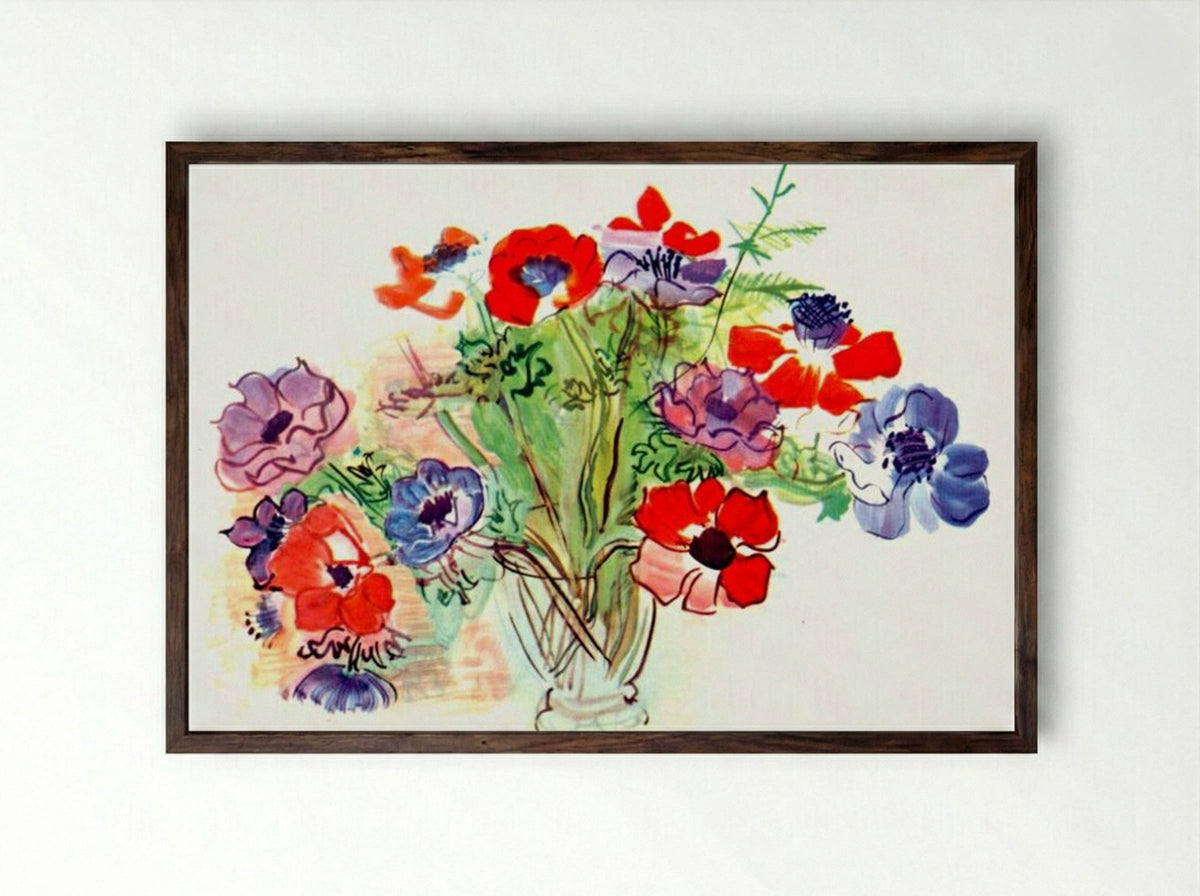 Bouquet of flowers - Raoul Dufy - Framed Print Dark Wood