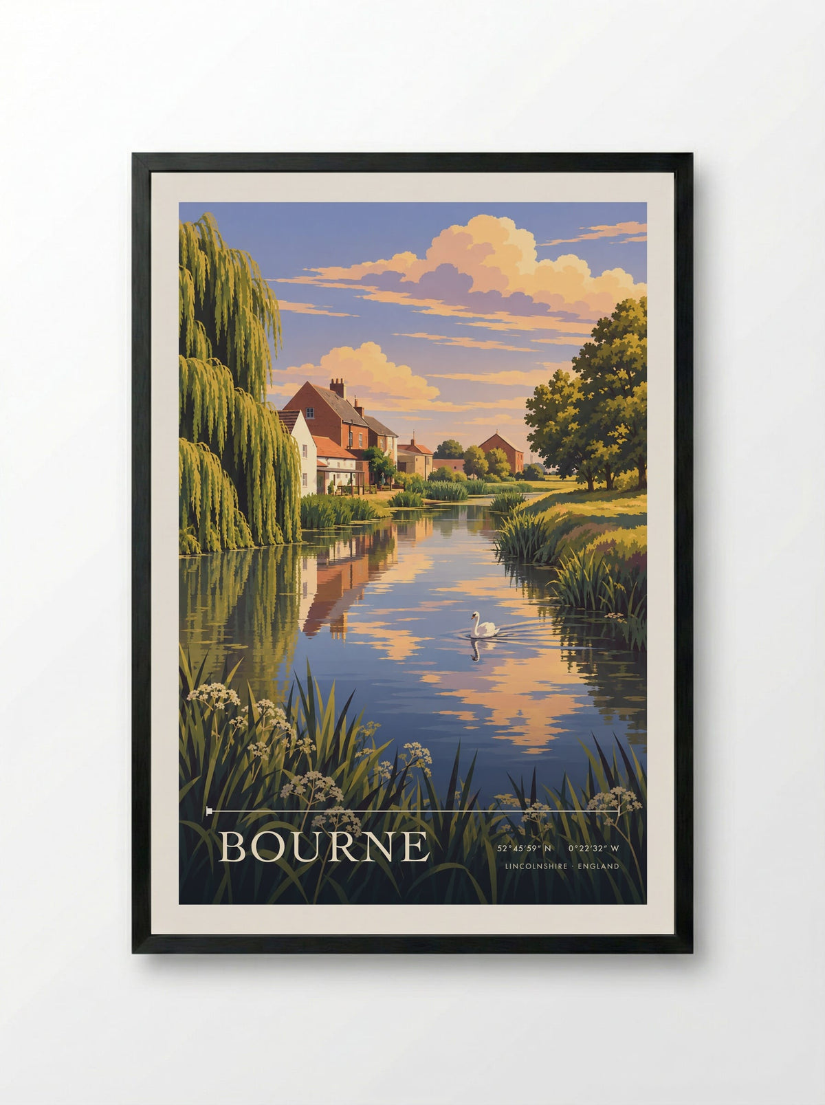 Bourne, Lincolnshire | Travel Poster - Framed Print Black
