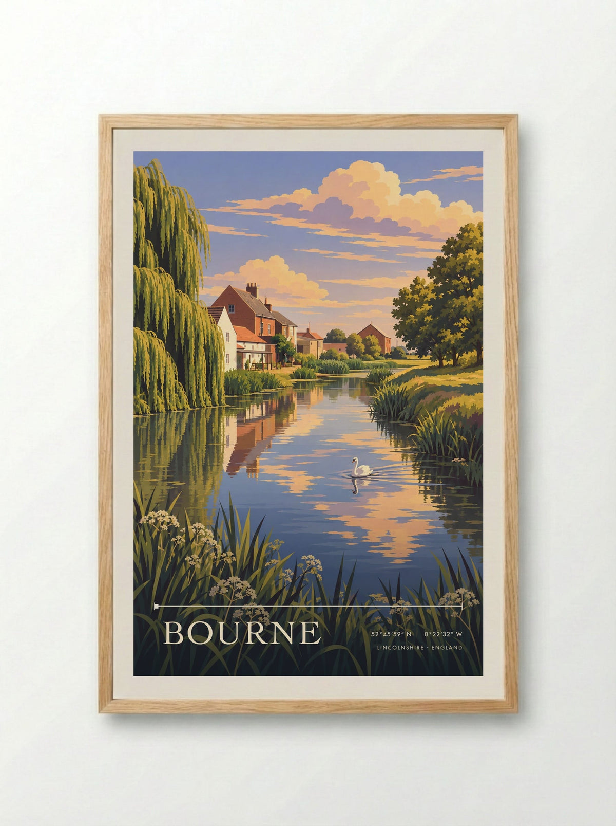 Bourne, Lincolnshire | Travel Poster - Framed Print Wood