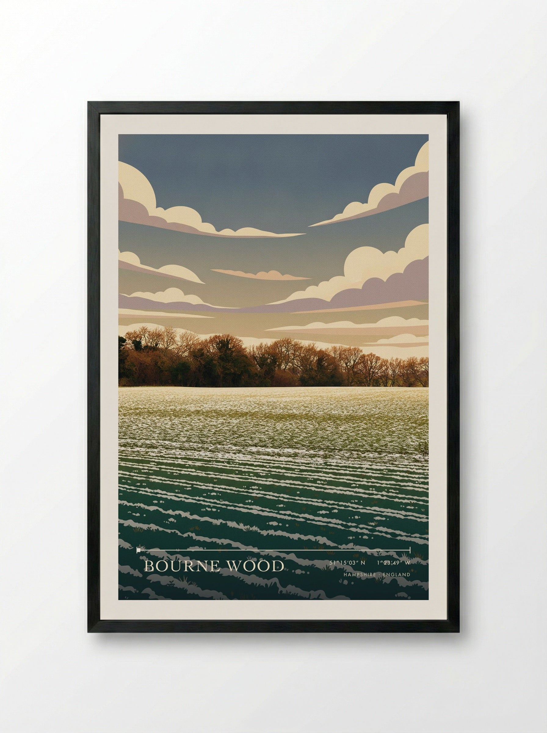 Bourne Wood Hampshire England Travel Poster - Framed Print Black