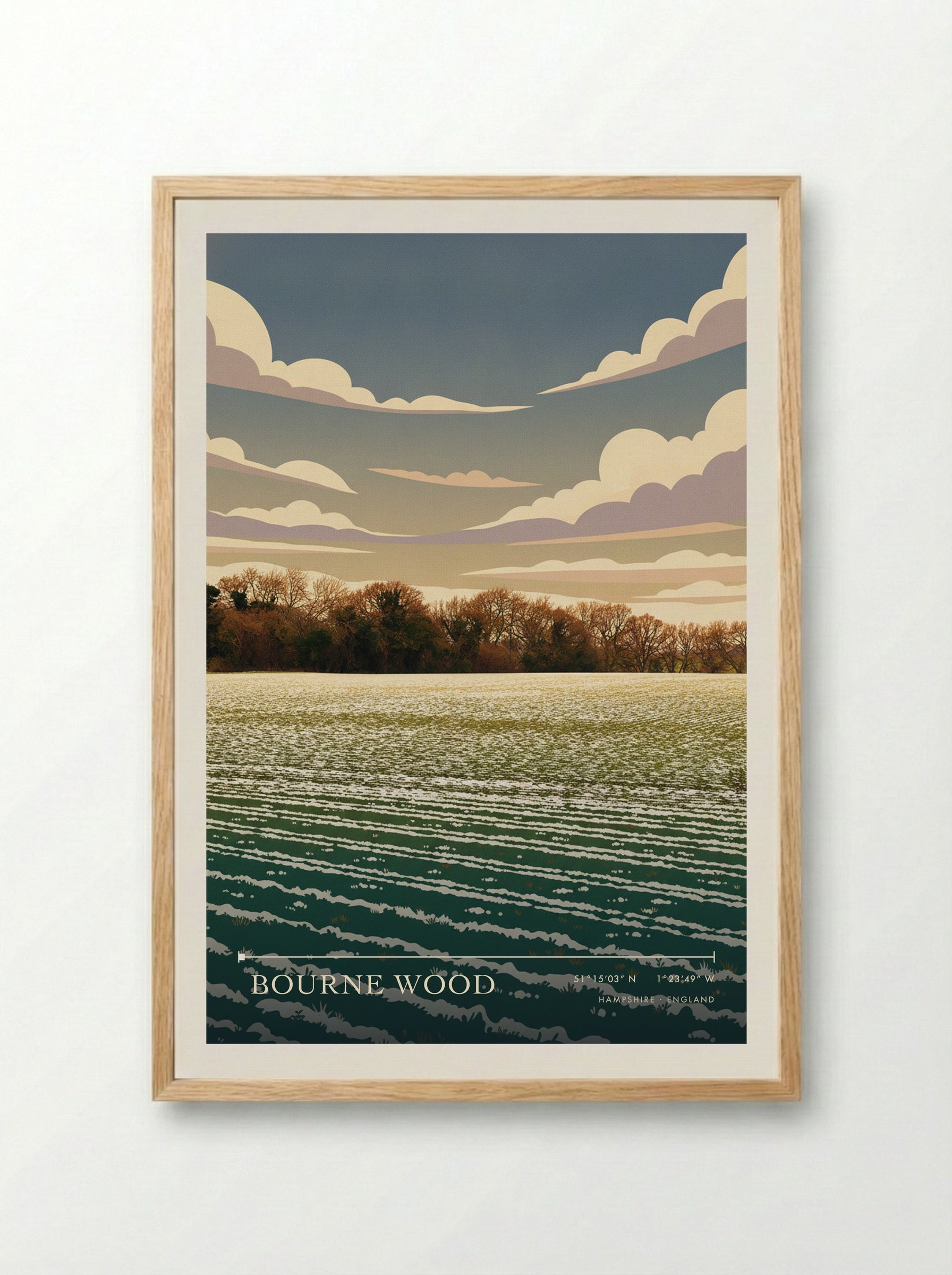 Bourne Wood Hampshire England Travel Poster - Framed Print Wood