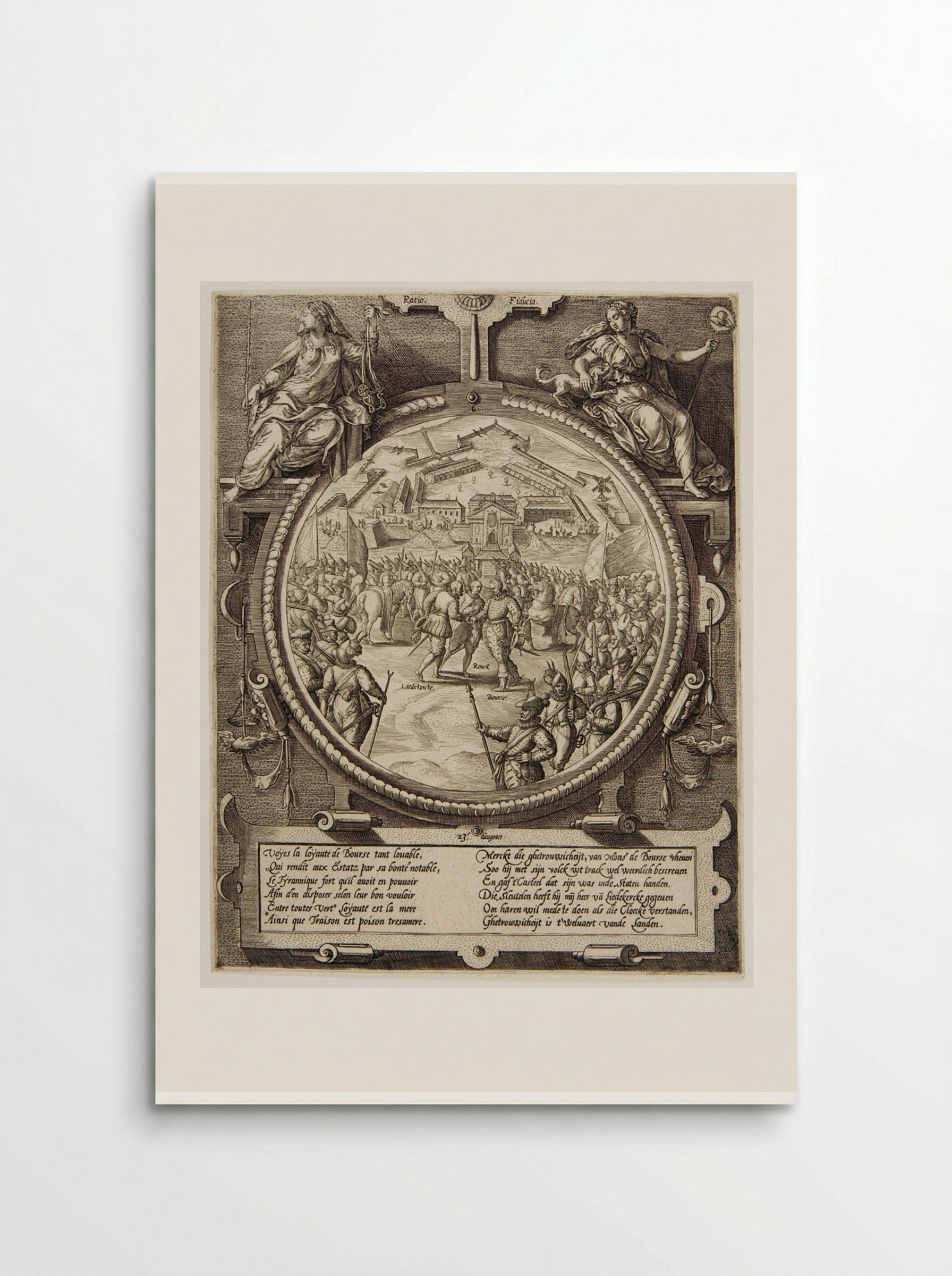 Boursse Handing Over the Keys of the Citadel to Liedekercke, 23 VIII 1577 - Johannes Wierix - Poster