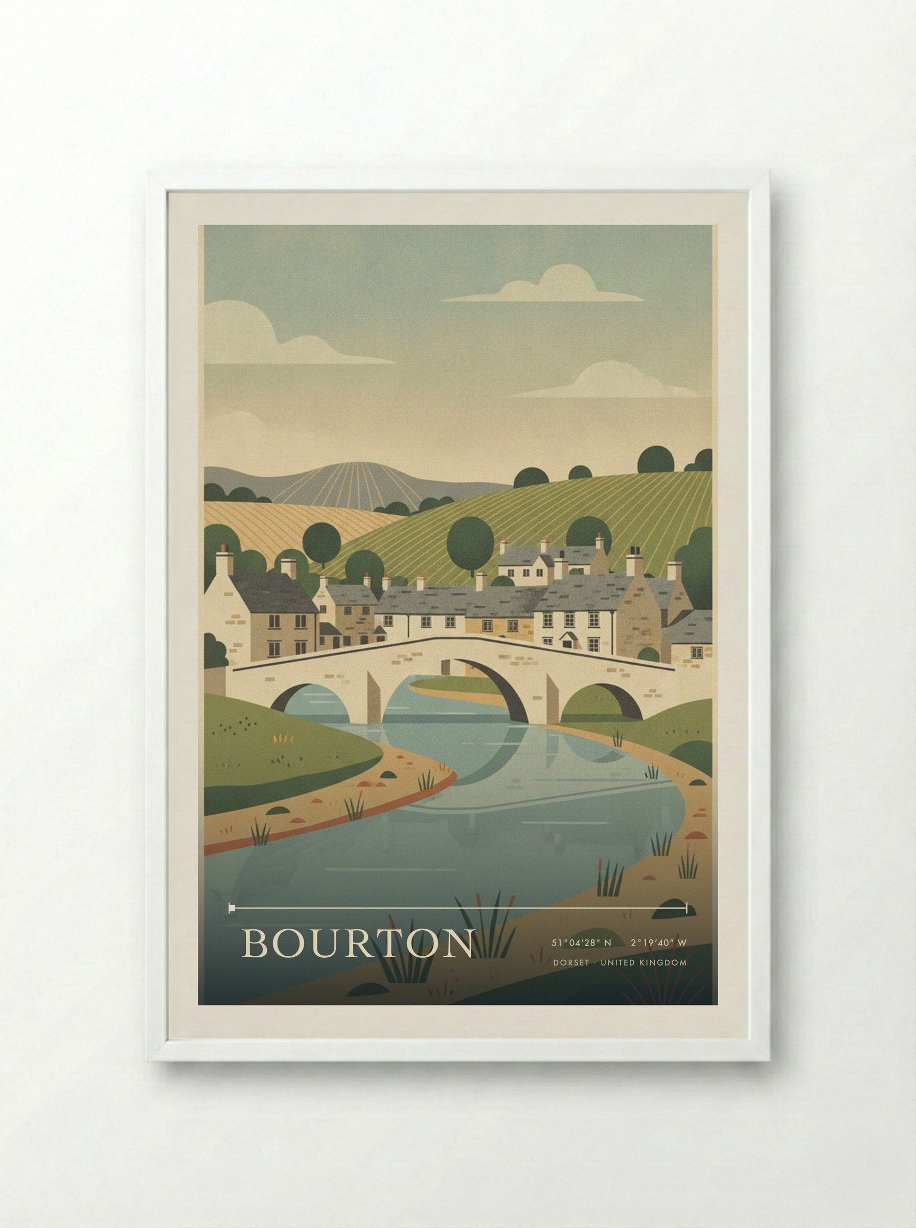 Bourton Dorset United Kingdom Travel Poster - Framed Print White