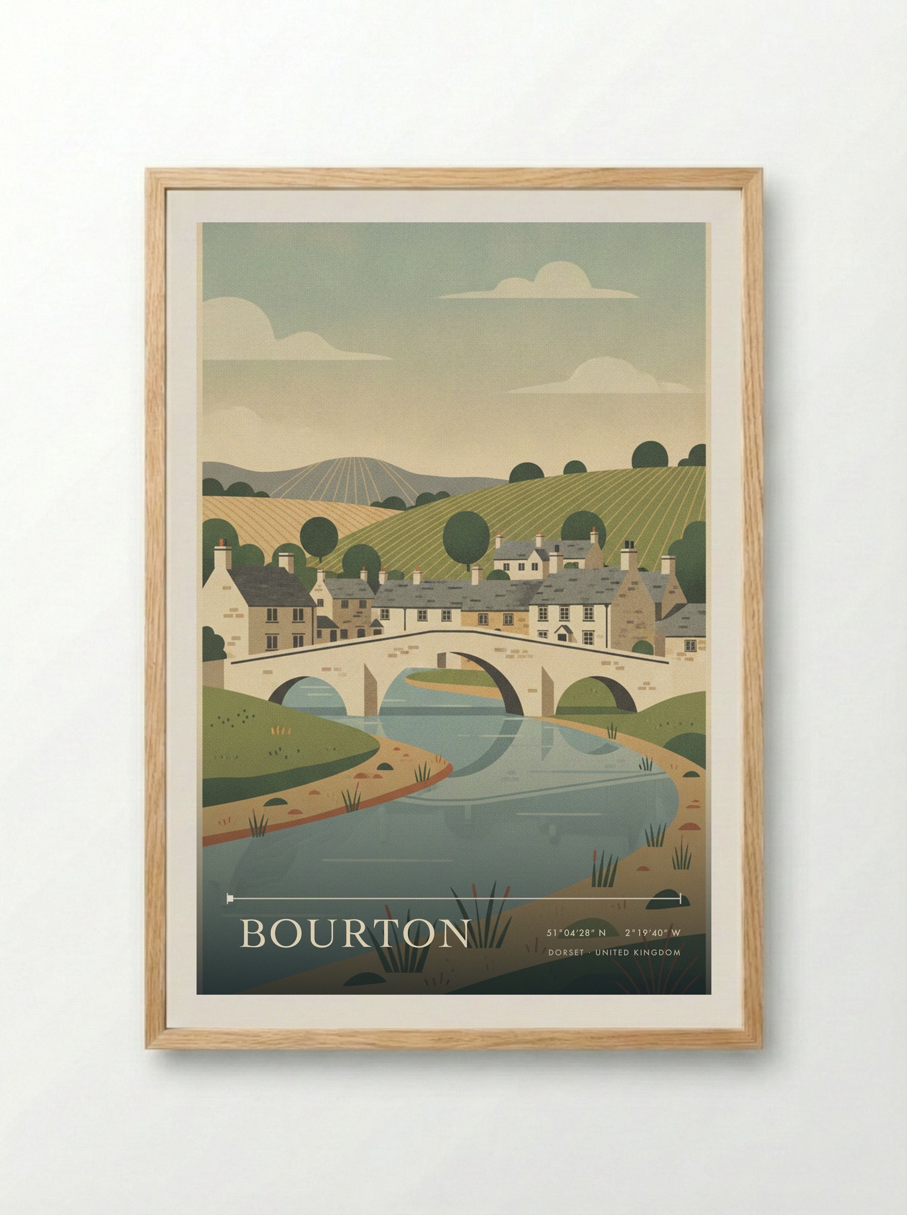 Bourton Dorset United Kingdom Travel Poster - Framed Print Wood