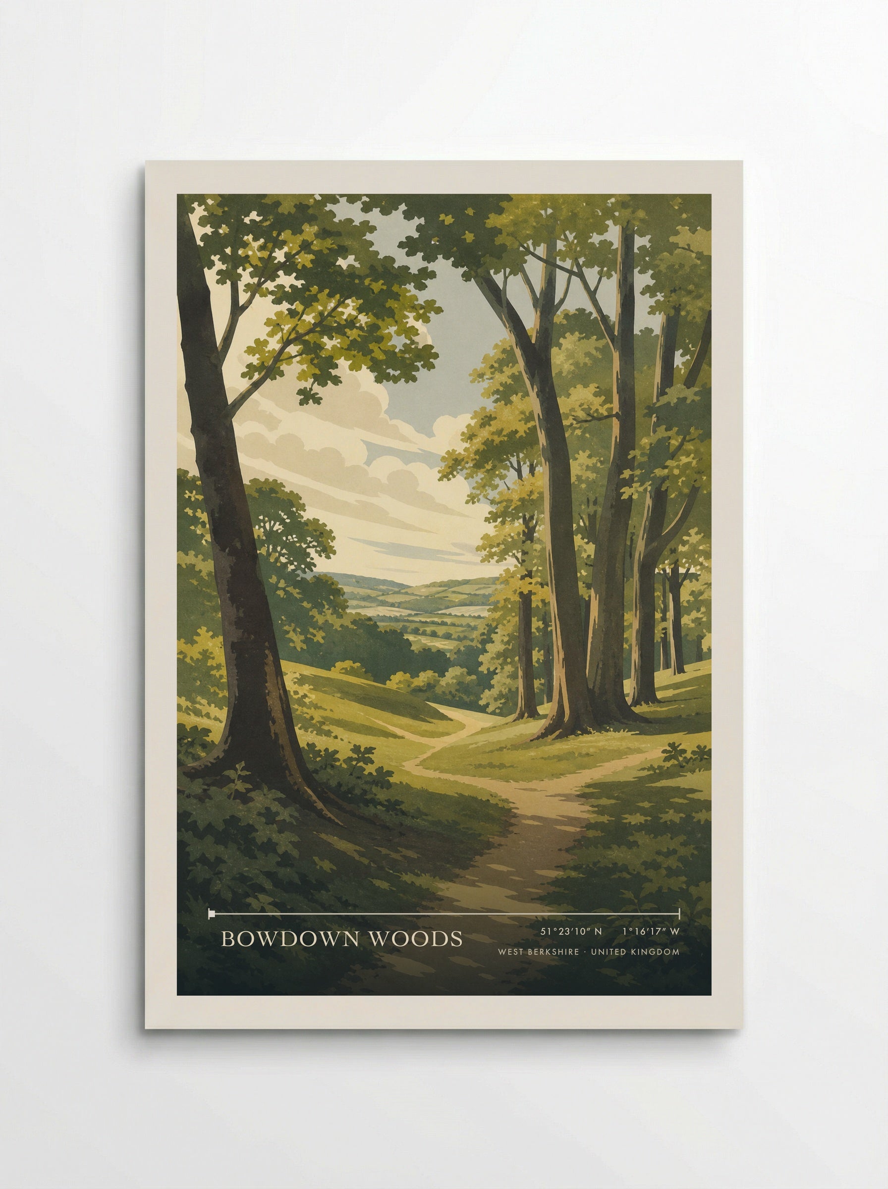 Bowdown Woods West Berkshire United Kingdom Travel Poster - Poster