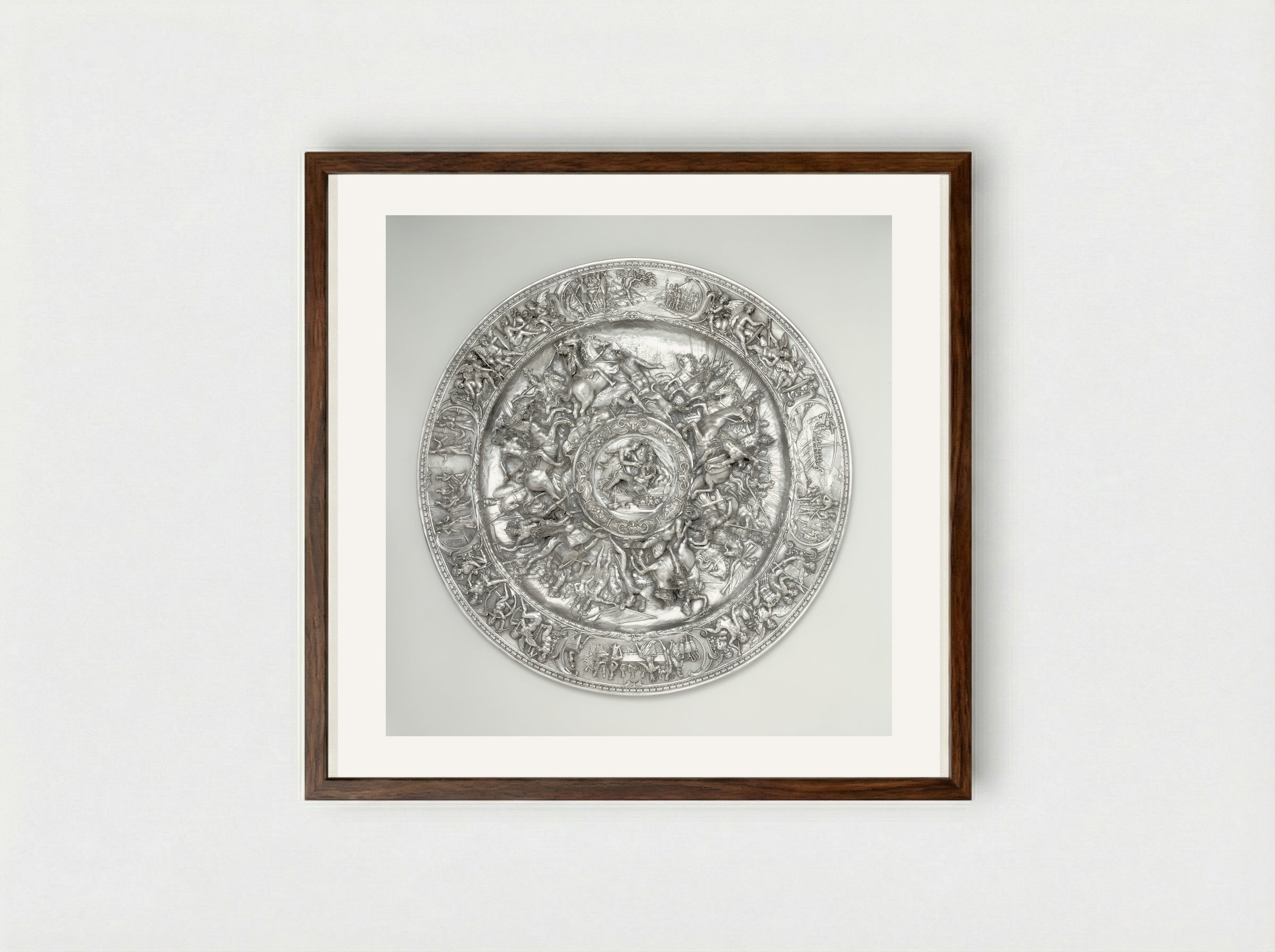 Bowl with scenes from the life of Cleopatra - Bernardo Strozzi - Framed Print Dark Wood