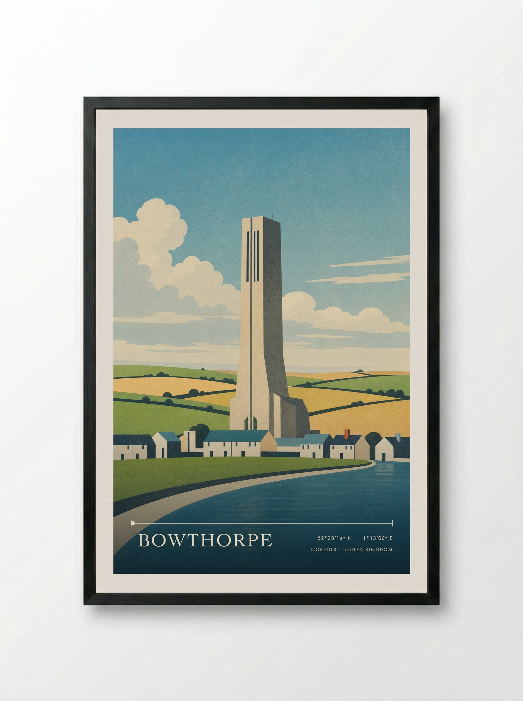 Bowthorpe Norfolk United Kingdom Travel Poster - Framed Print Black