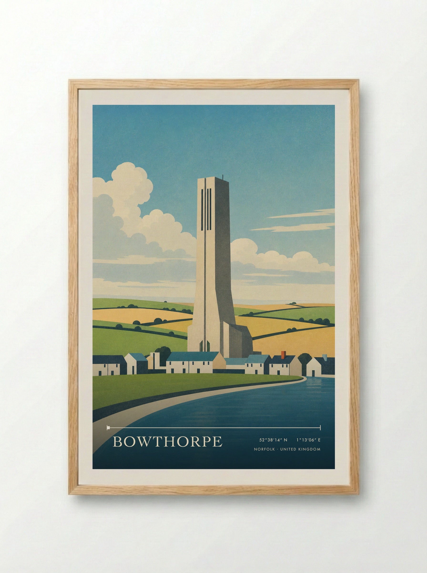 Bowthorpe Norfolk United Kingdom Travel Poster - Framed Print Wood