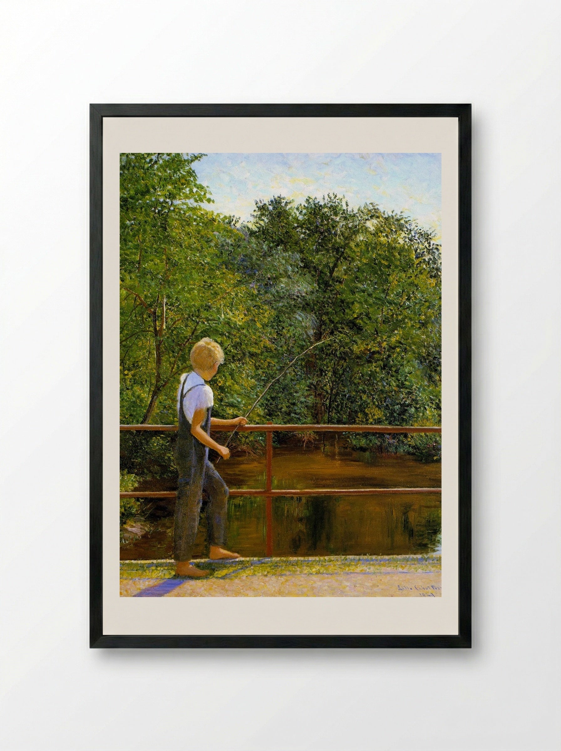 Boy Fishing - Lilla Cabot Perry - Framed Print Black