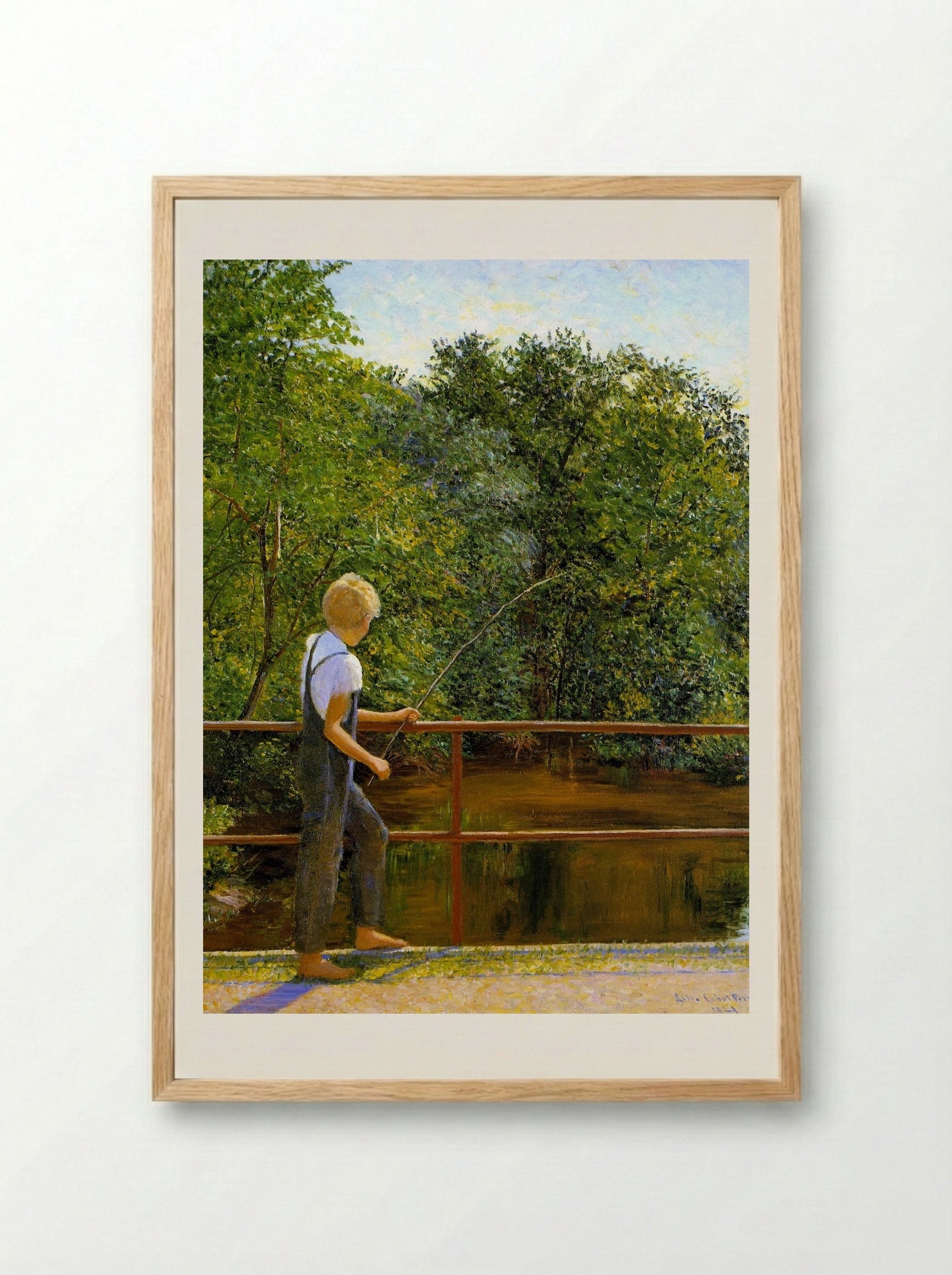 Boy Fishing - Lilla Cabot Perry - Framed Print Wood