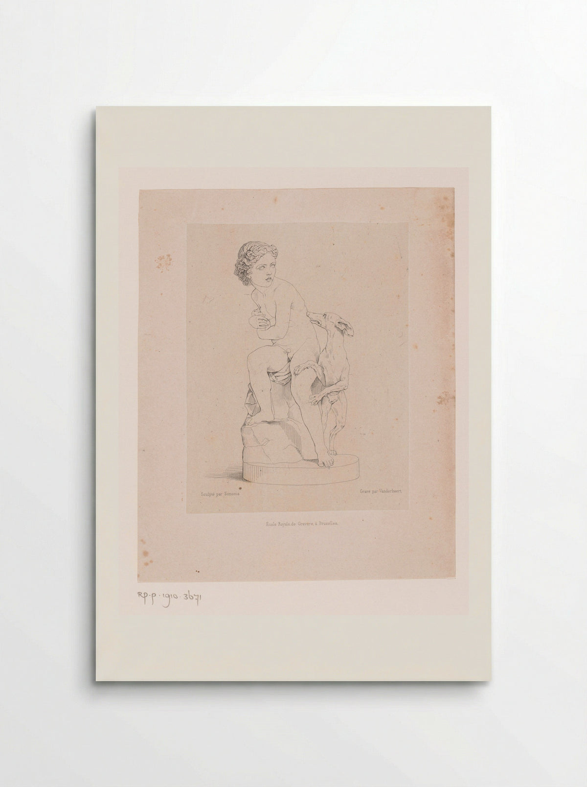 Boy Hiding a Rabbit from a Greyhound - J.P. Meline - Poster