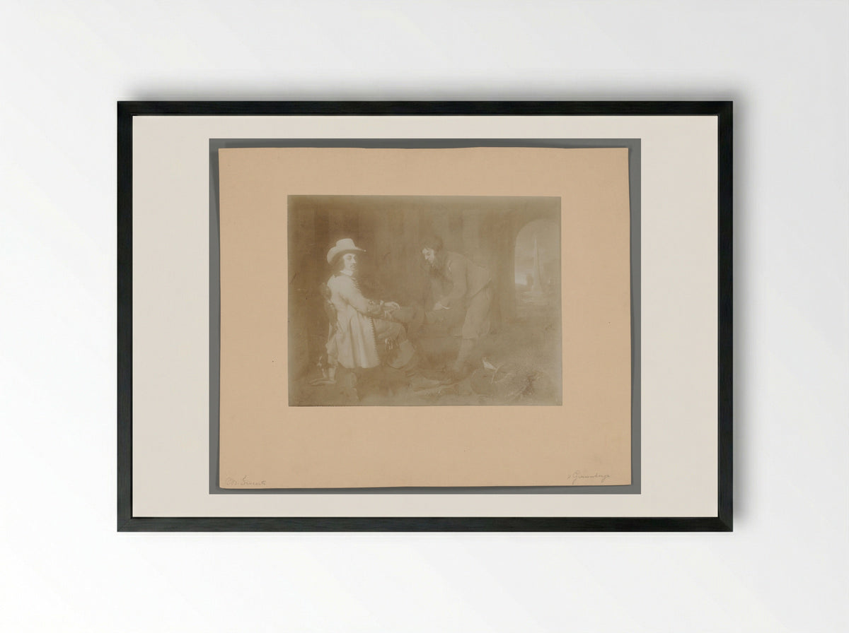 Boy Removing a Gentleman's Shoe - Michael Sweerts - Framed Print Black
