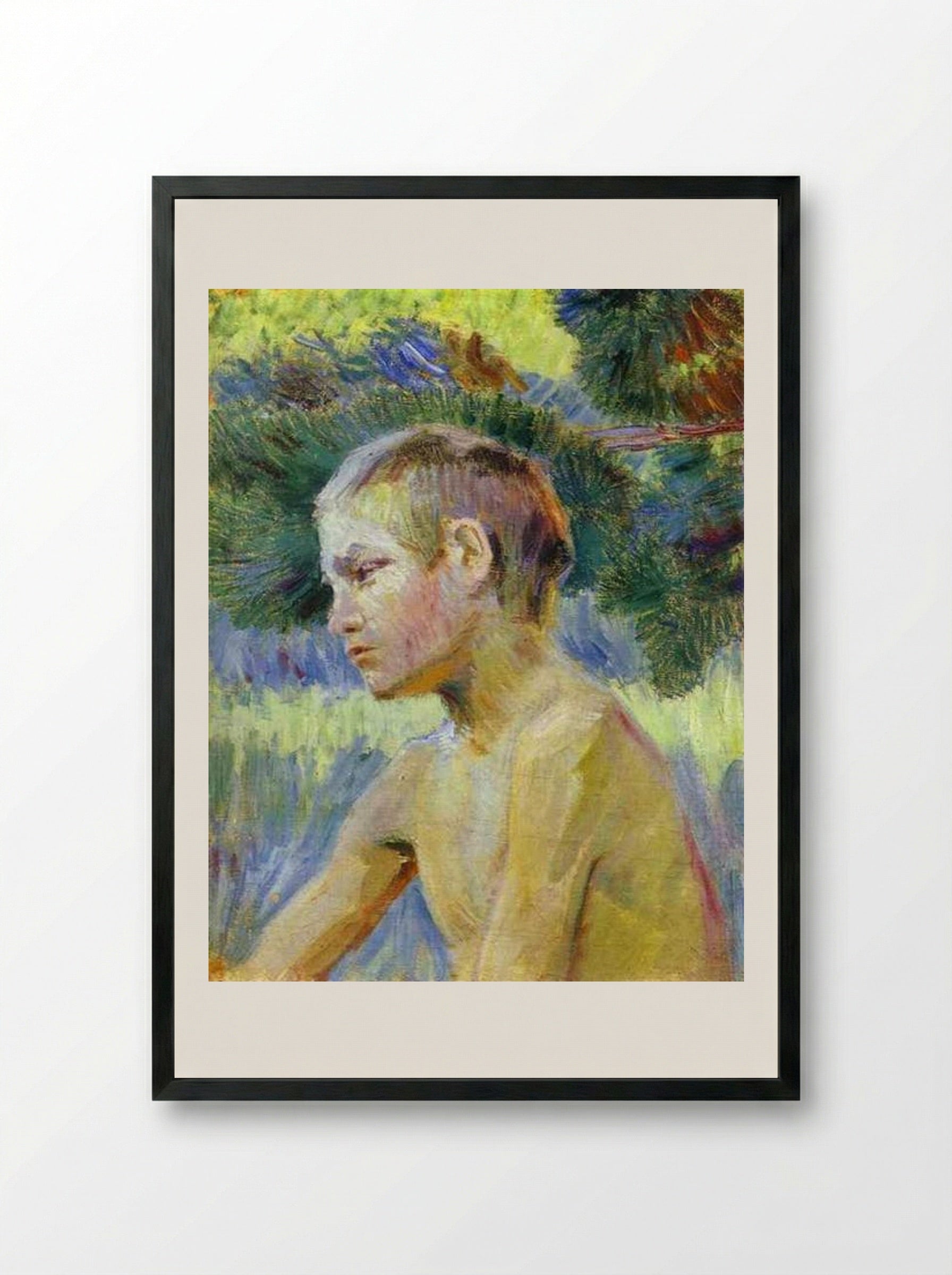 Boy Seated - Victor Borisov-Musatov - Framed Print Black