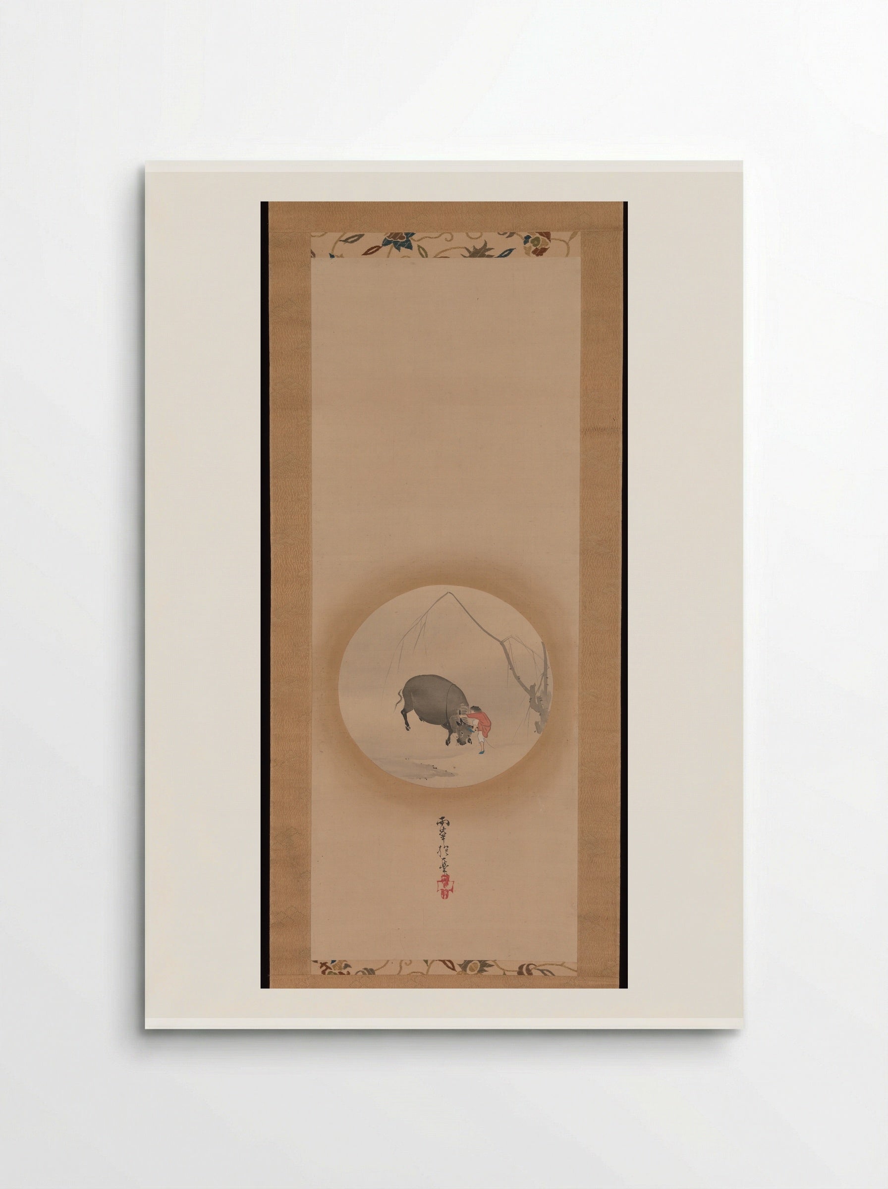 Boy Trying to Make an Ox Drink - Sakai Hōitsu - Poster