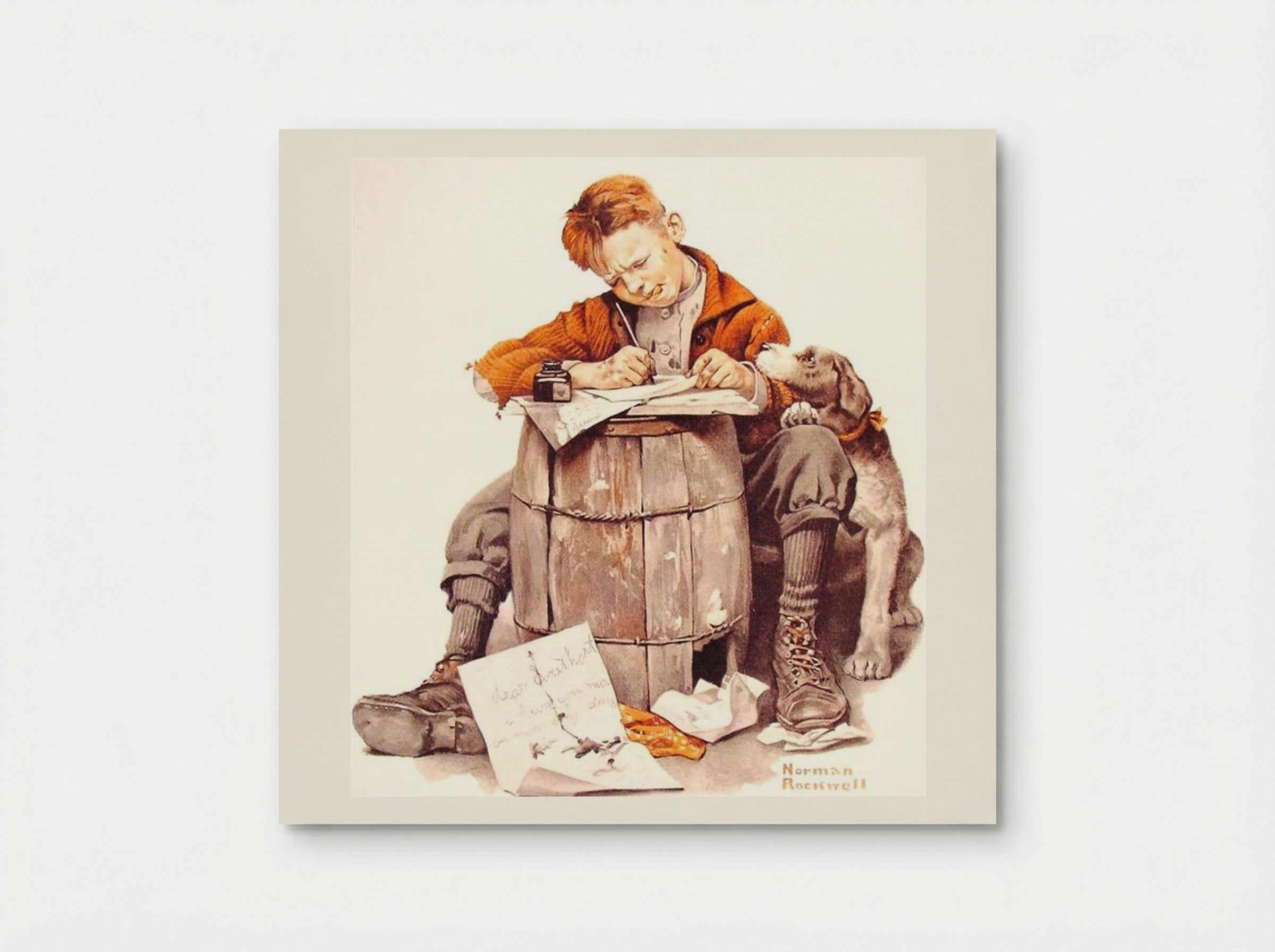 Boy Writing Letter - Norman Rockwell - Poster