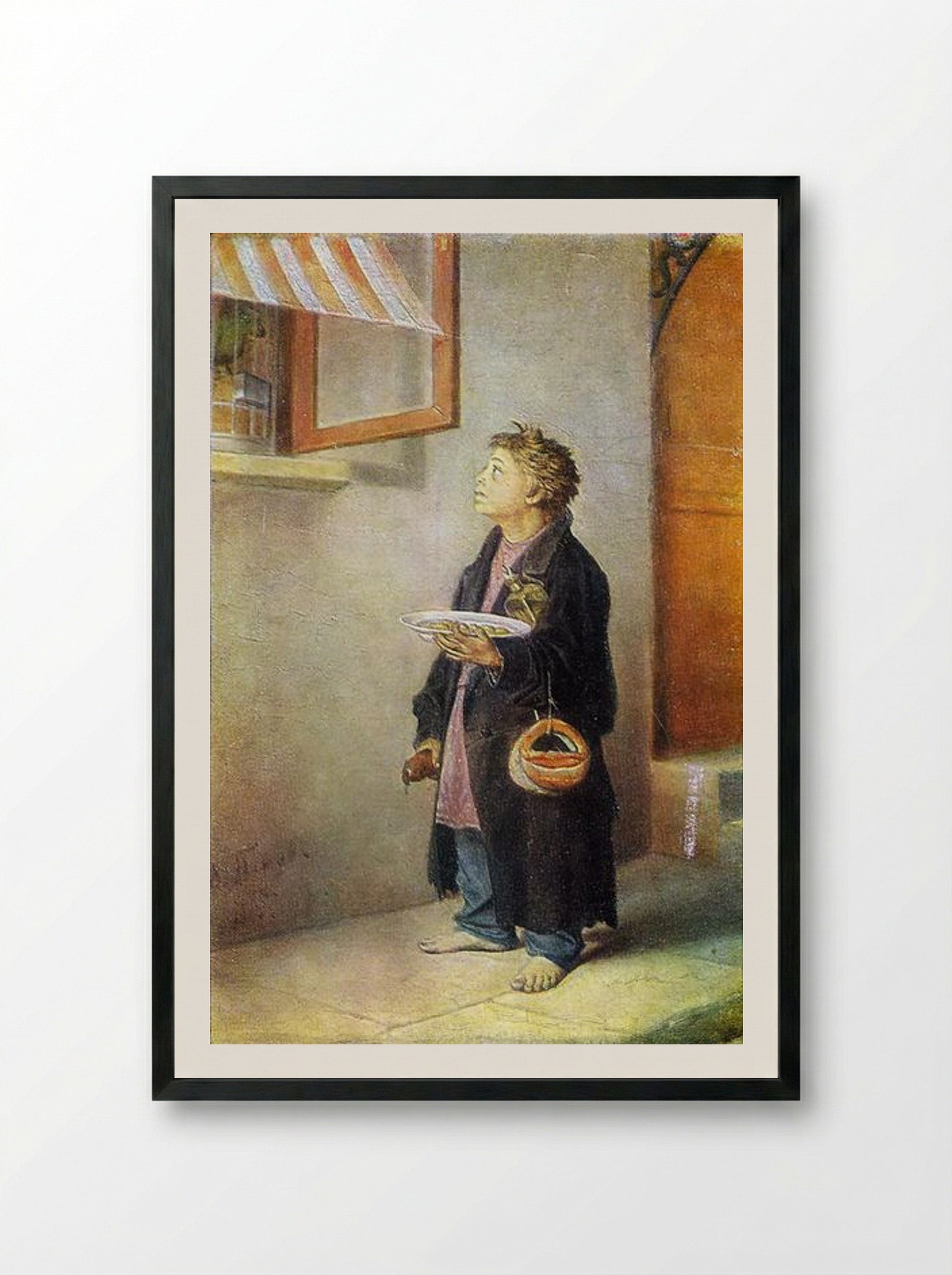 Boy-craftsman - Vasily Perov - Framed Print Black