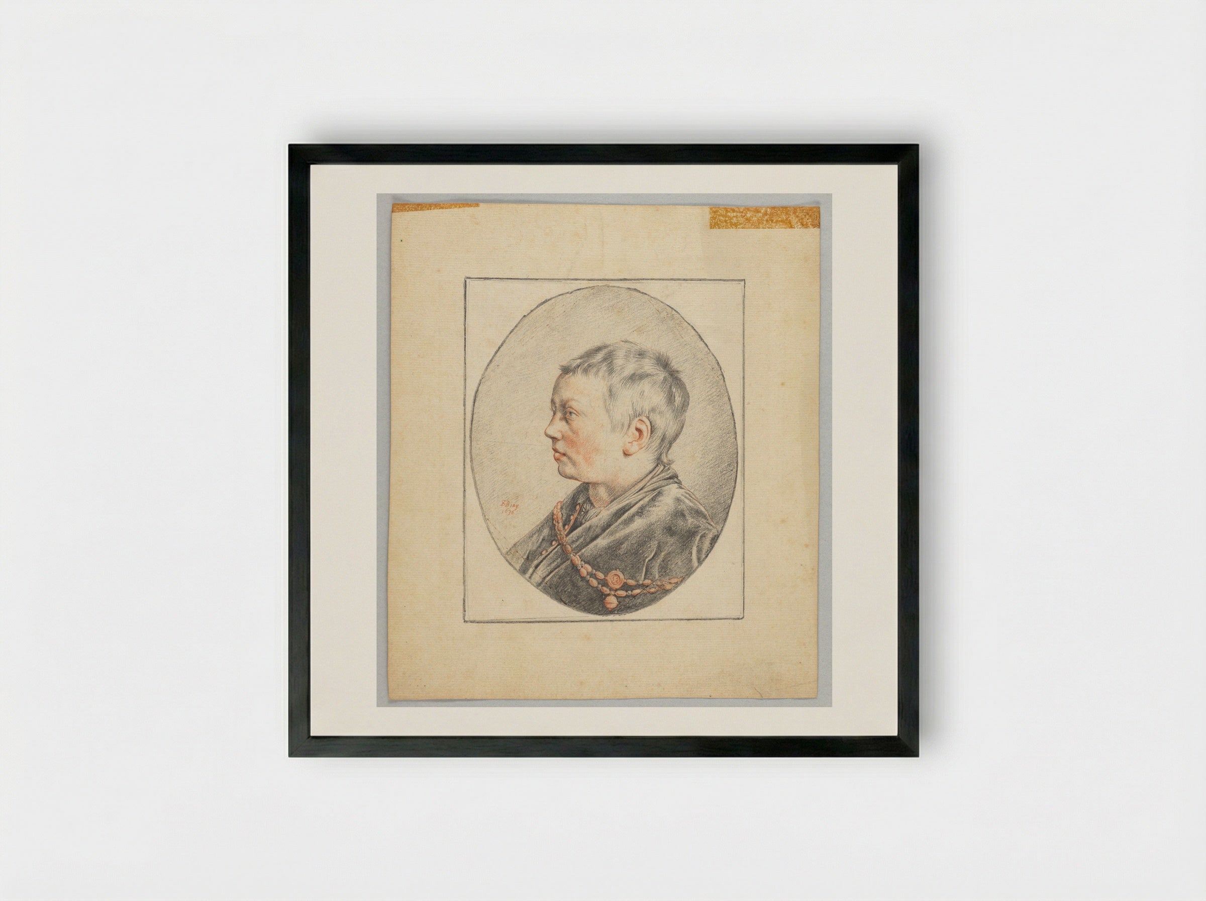 Boy in Profile, facing left - Salomon de Bray - Framed Print Black