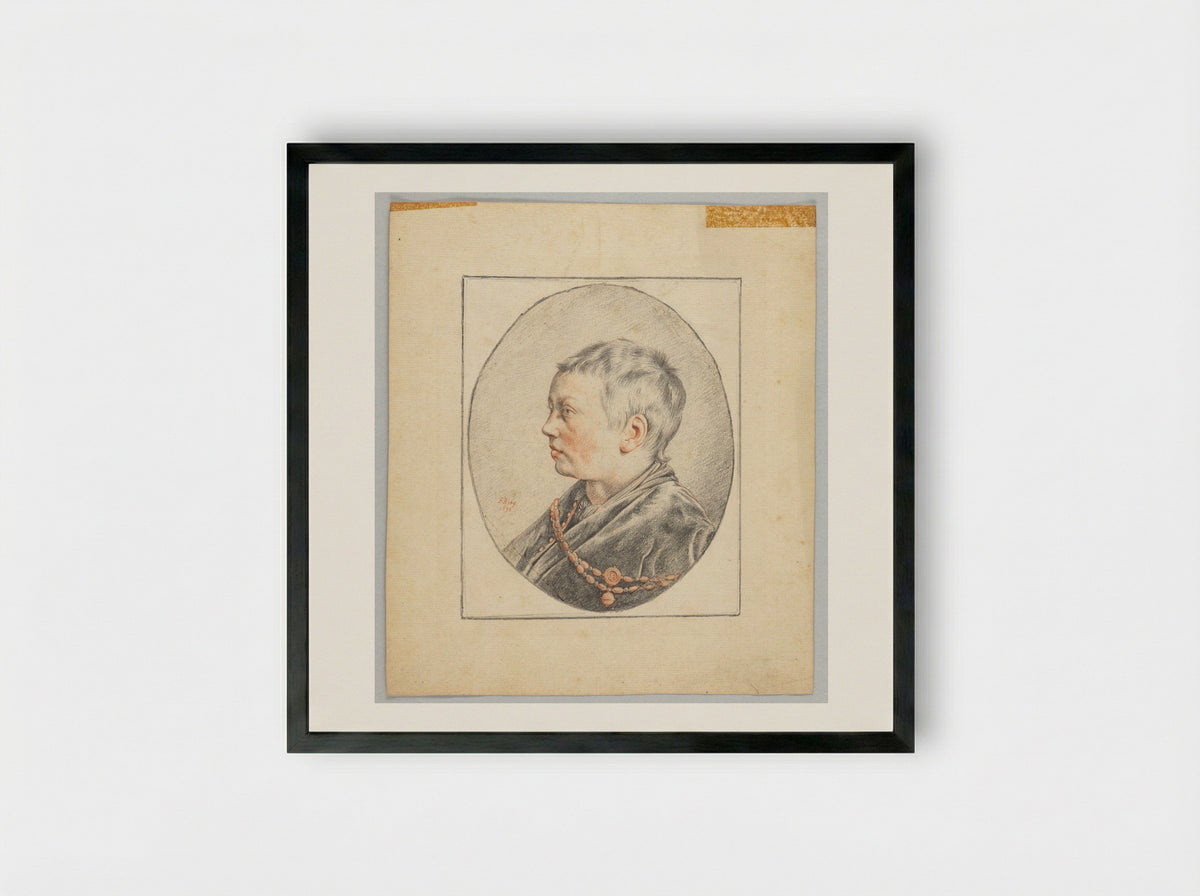 Boy in Profile, facing left - Salomon de Bray - Framed Print Black