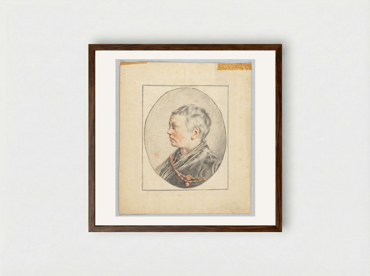 Boy in Profile, facing left - Salomon de Bray - Framed Print Dark Wood