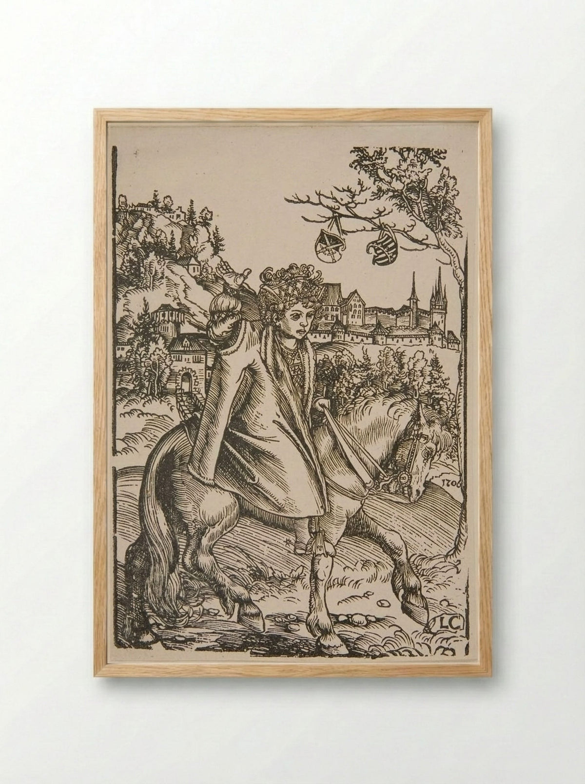 Boy on Horseback - Lucas Cranach the Elder - Framed Print Wood