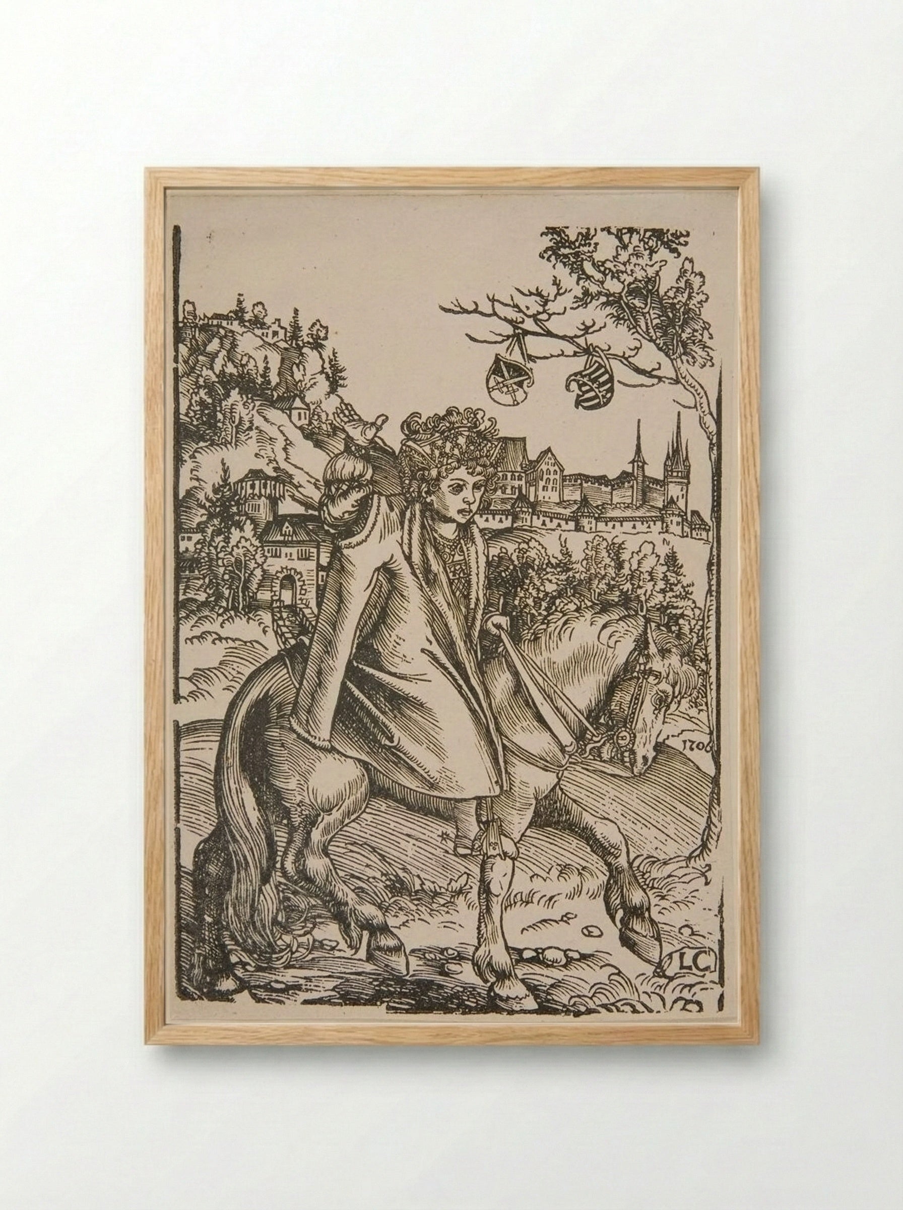 Boy on Horseback - Lucas Cranach the Elder - Framed Print Wood