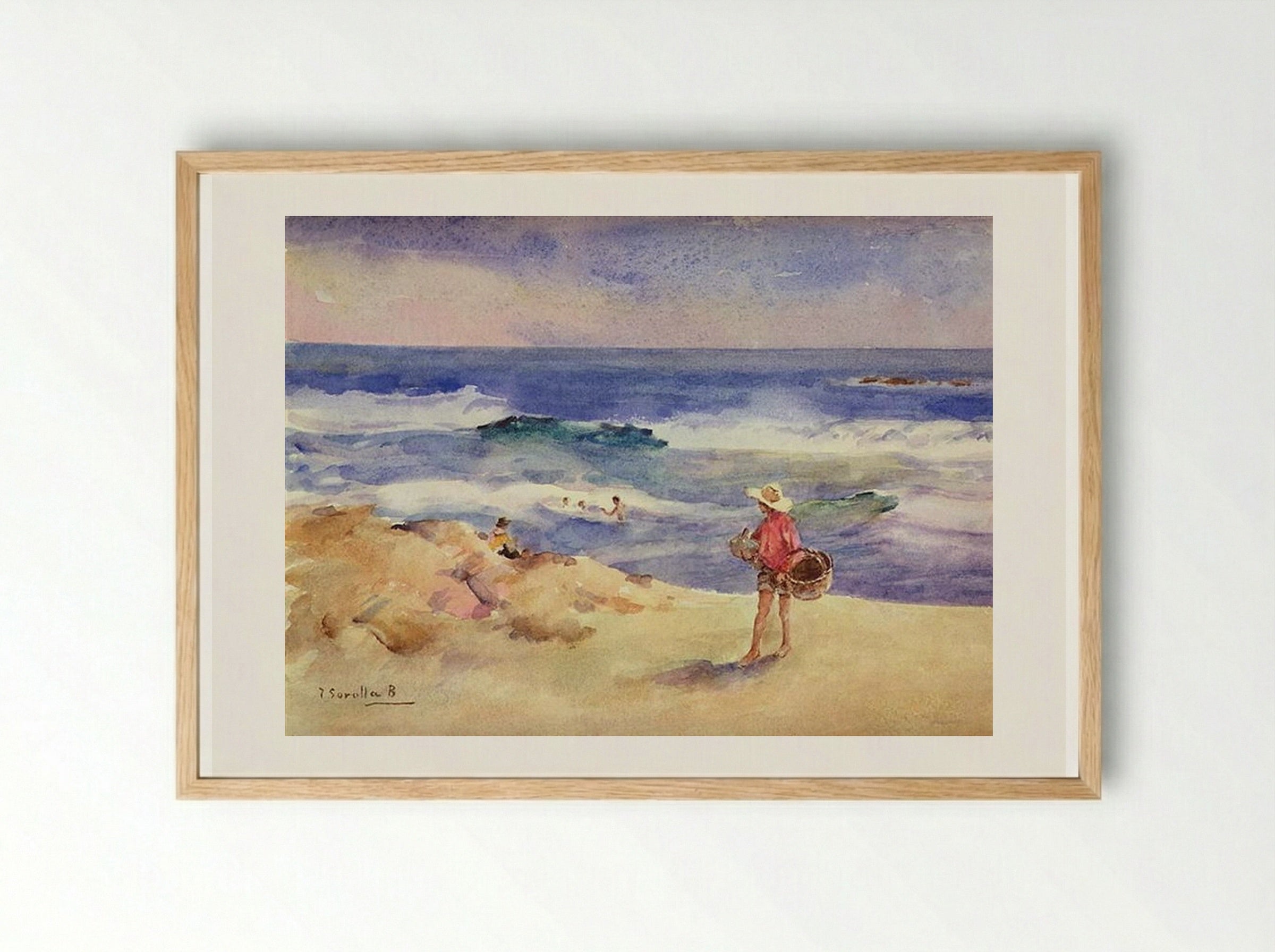 Boy on the Sand - Joaquín Sorolla - Framed Print Wood