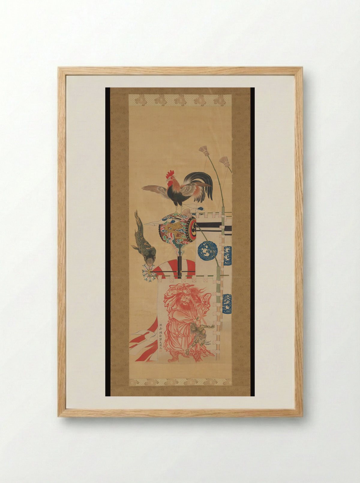 Boy’s Day Carp Streamer and Shōki Banner - Kawanabe Kyōsai - Framed Print Wood