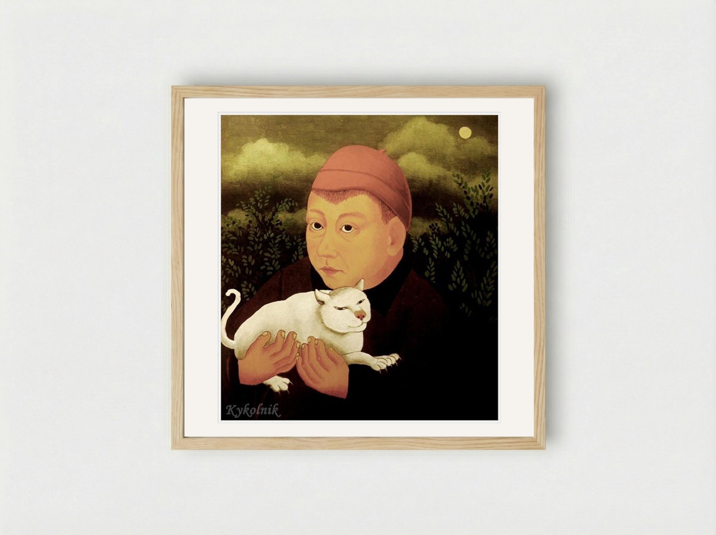 Boy with Cat - Ivan Generalić - Framed Print Wood