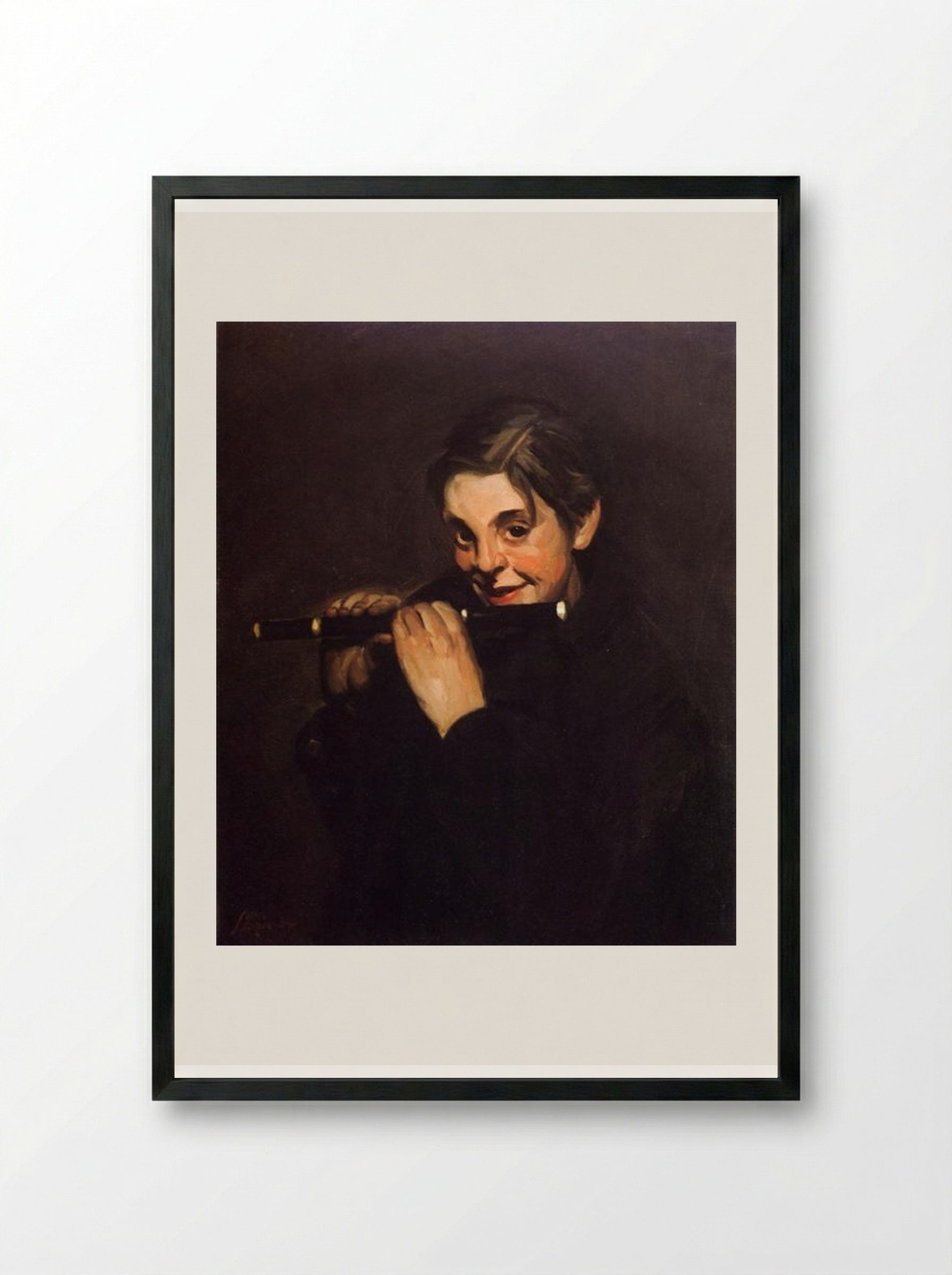 Boy with Piccolo - John French Sloan - Framed Print Black