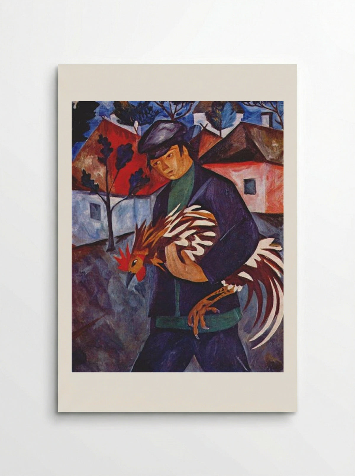 Boy with Rooster - Natalia Goncharova - Poster
