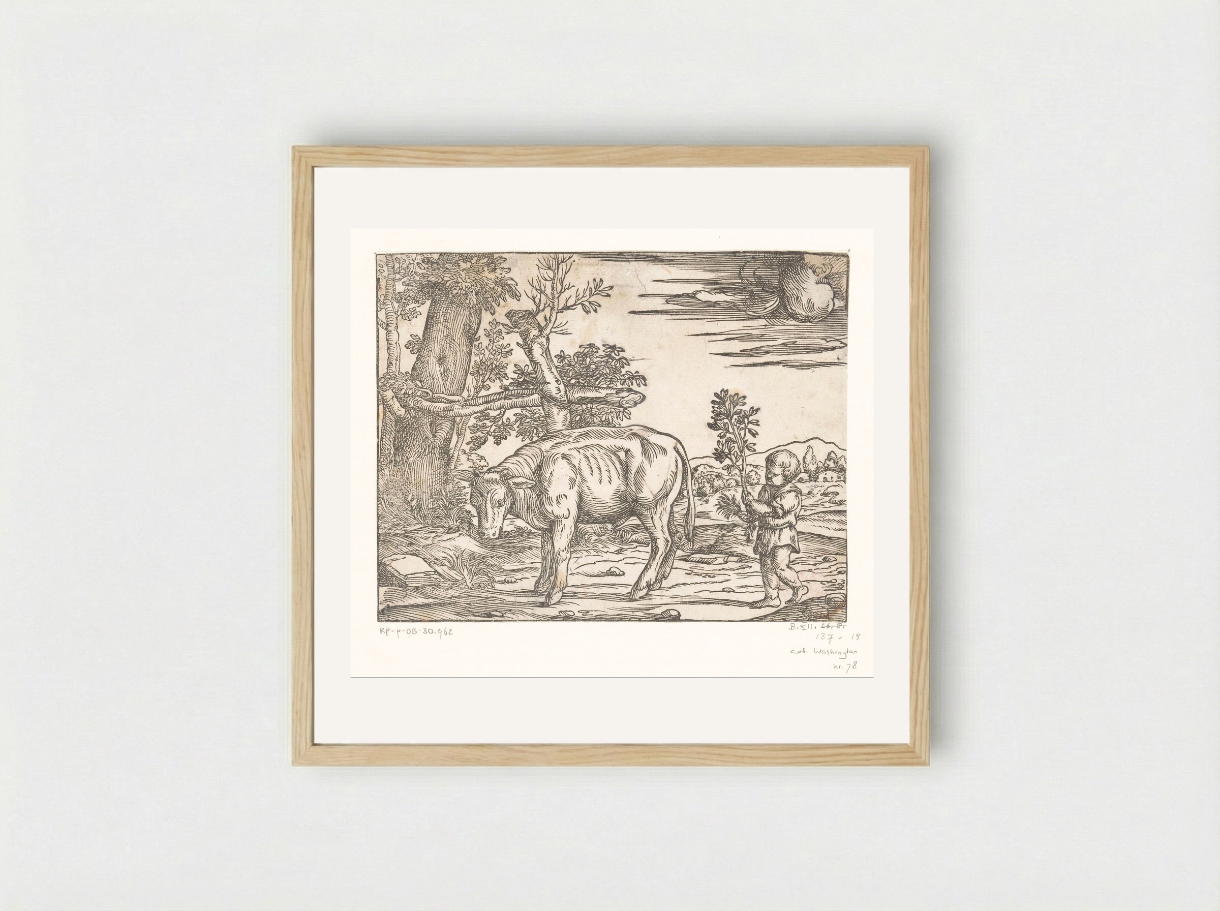 Boy with a Bull - Nicolò Boldrini - Framed Print Wood