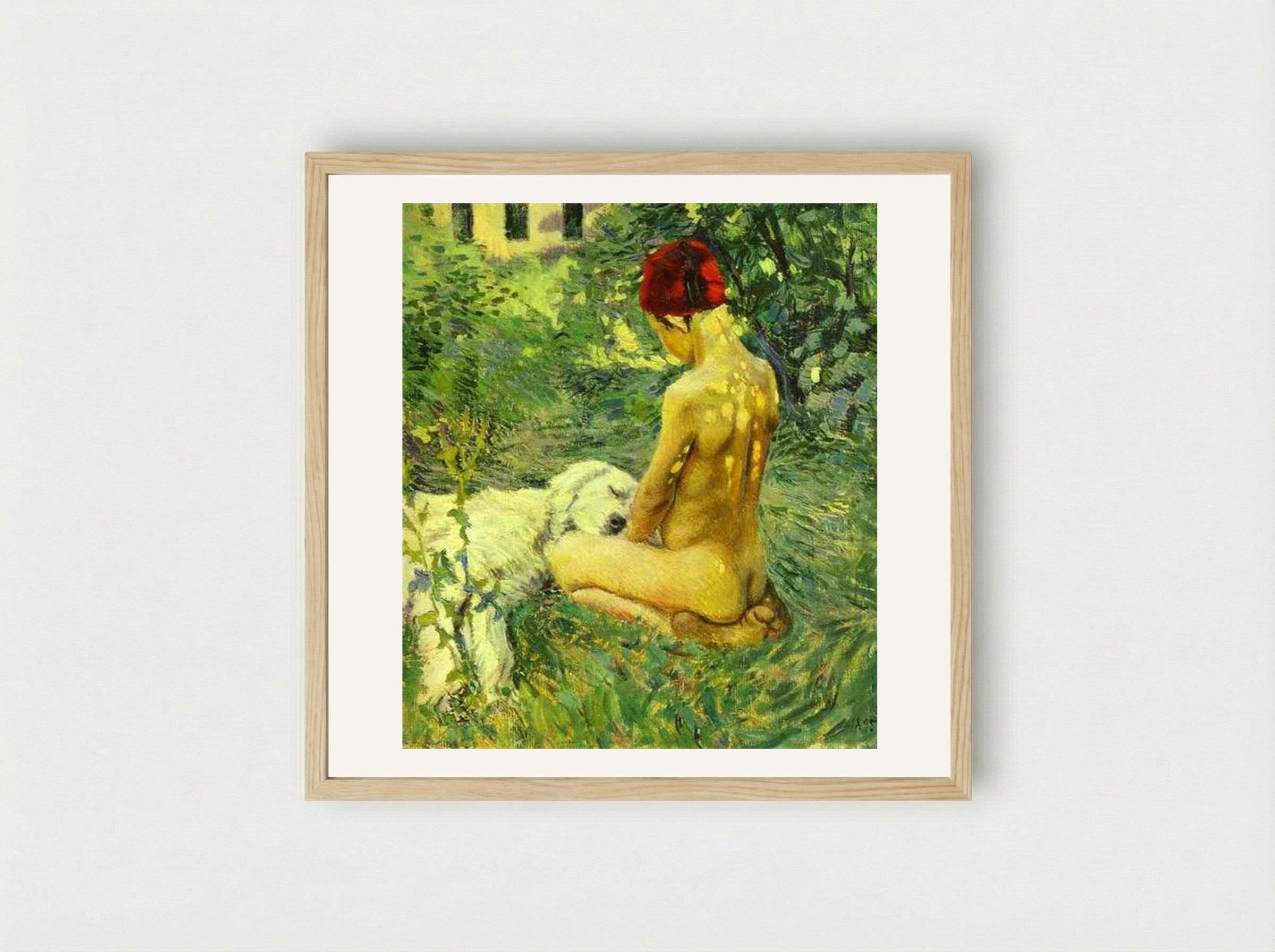Boy with a Dog - Victor Borisov-Musatov - Framed Print Wood