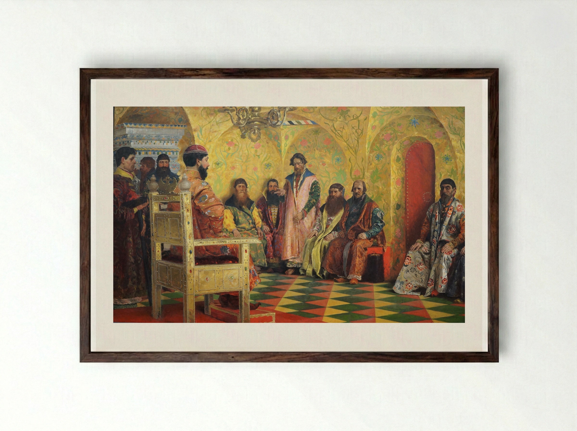Boyar Duma - Andrei Ryabushkin - Framed Print Dark Wood